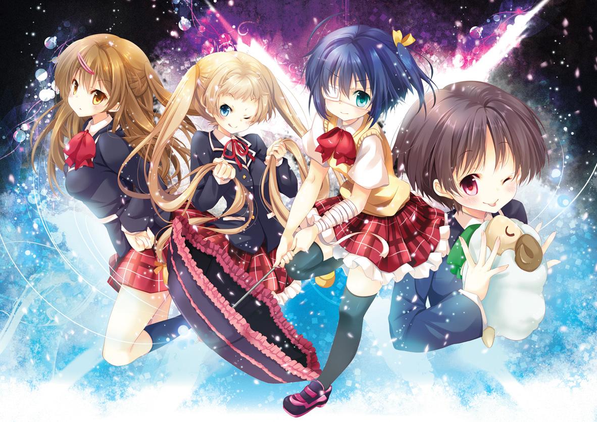 1182x836 chuunibyou demo koi ga shitai! dekomori sanae eyepatch jpeg artifacts mocha (naturefour) nibutani shinka school uniform takanashi rikka thighhighs tsuyuri kumin wink. konachan.com.com Anime Wallpaper
