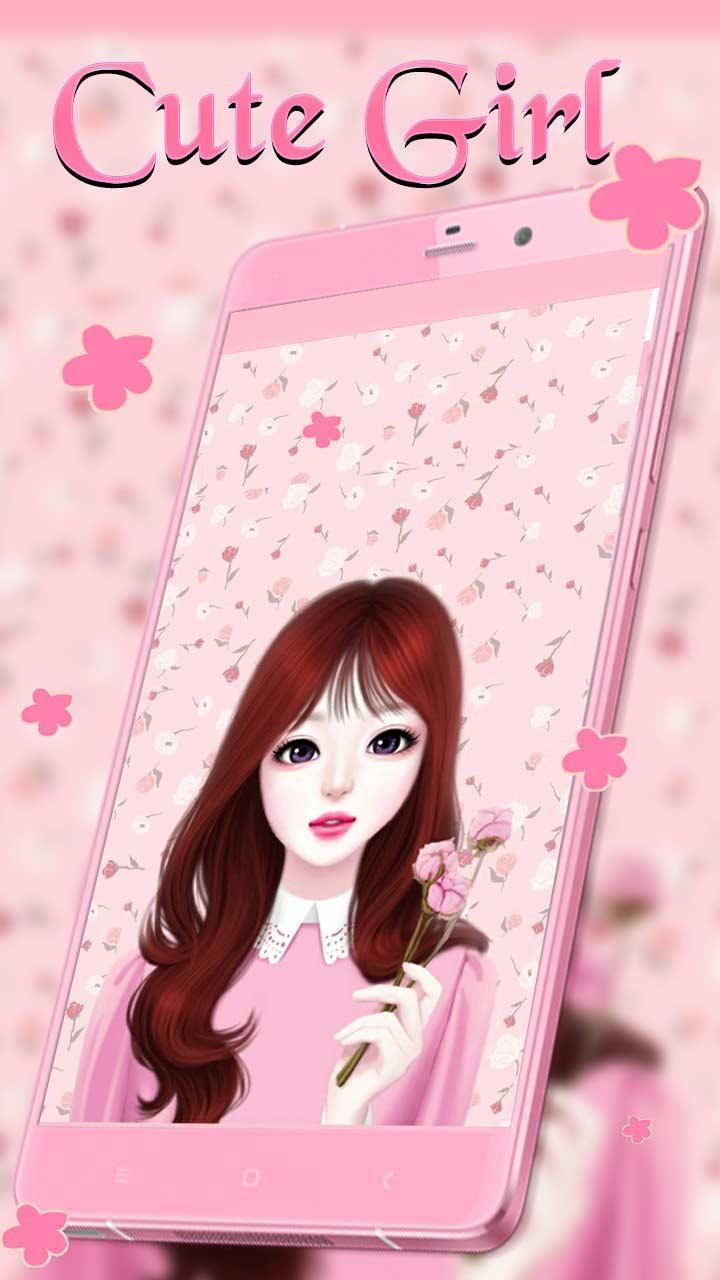 720x1280 Cute Girl Pink Wallpaper for Android