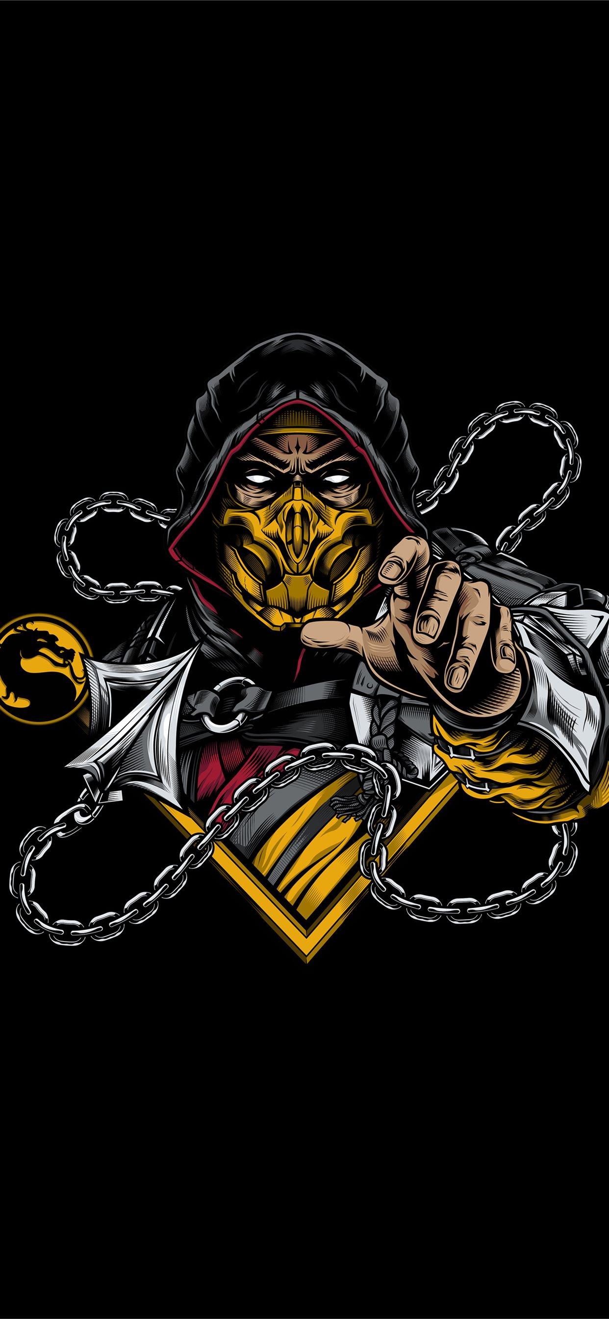 1242x2688 scorpion sub zero mortal kombat minimal 4k iPhone X Wallpaper Free Download