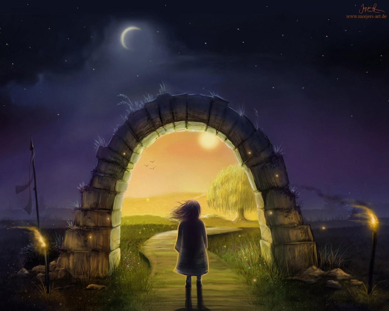 1280x1024 women fantasy moon fantasy art magic artwork 1280x1024 wallpaper