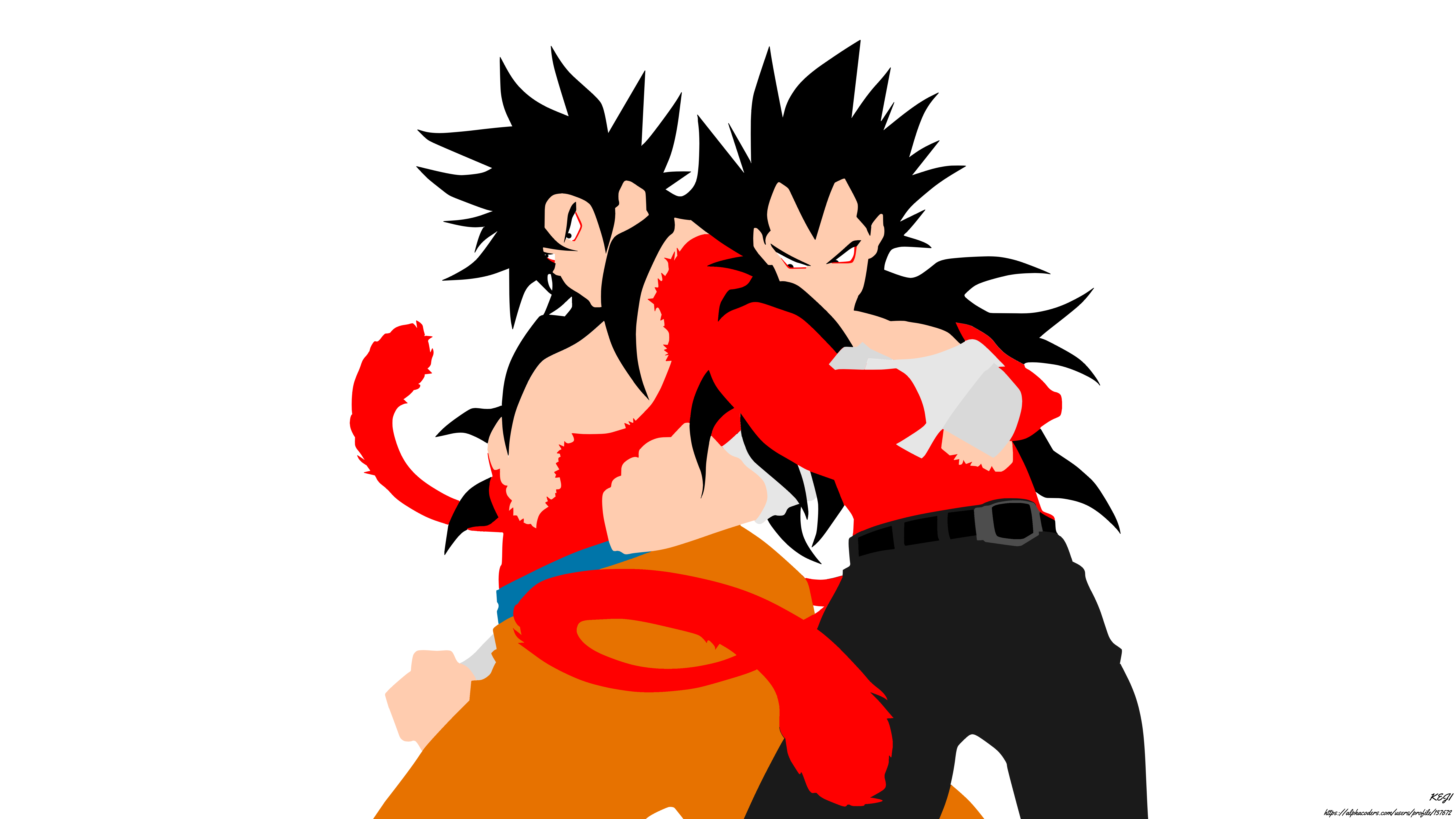 7680x4320 Minimalist, Super Saiyan Vegeta (Dragon Ball), Boy, Goku, Black Hair, Dragon Ball GT wallpaper