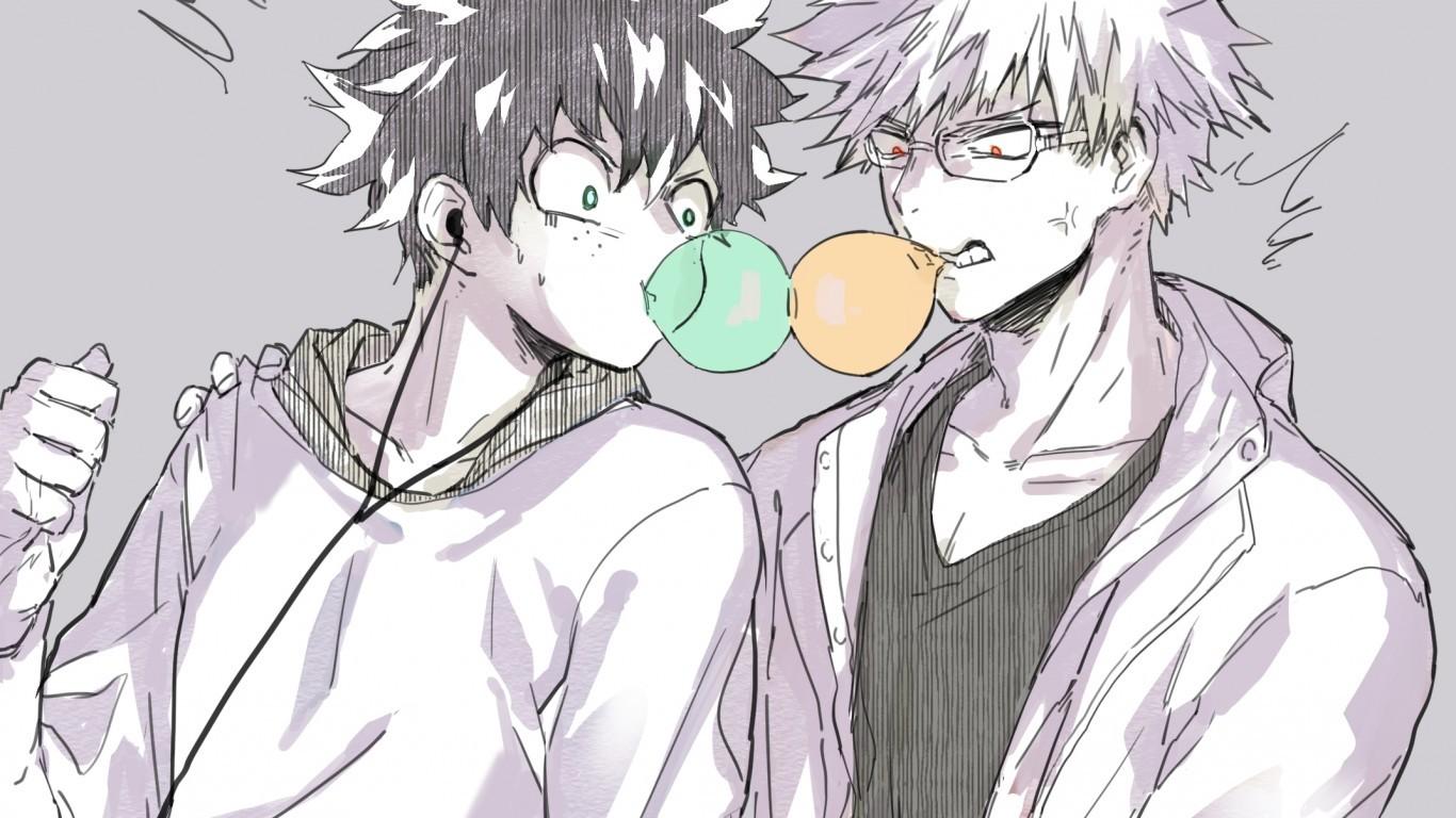 1366x768 Download 1366x768 Midoriya Izuku, Bakugou Katsuki, Boku No Hero Academia, Gum Wallpaper for Laptop, Notebook