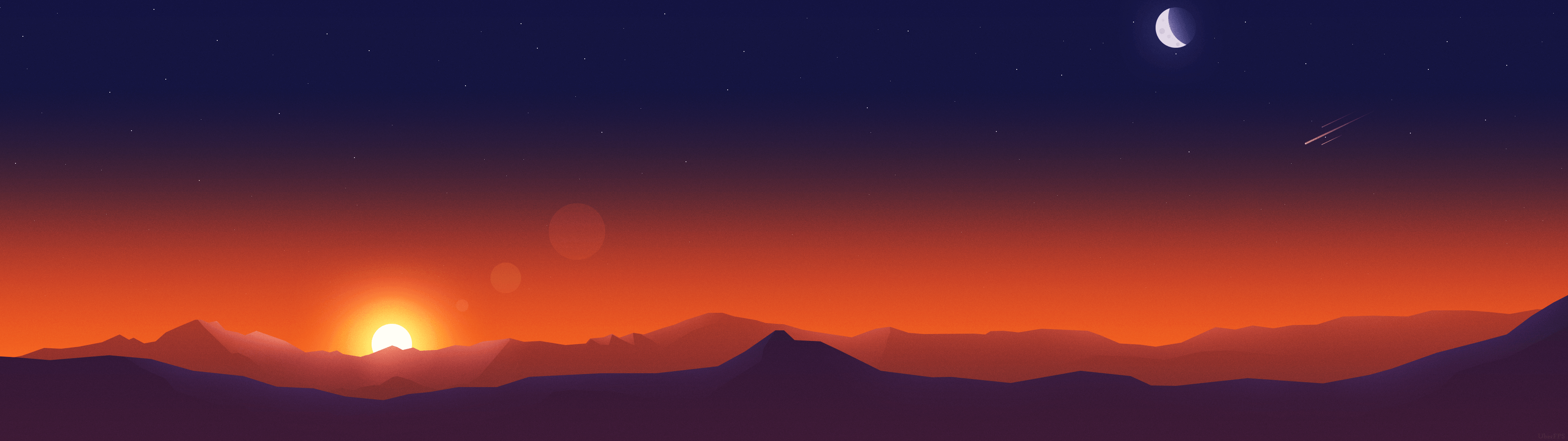 3840x1080 Clean sunset: multiwall