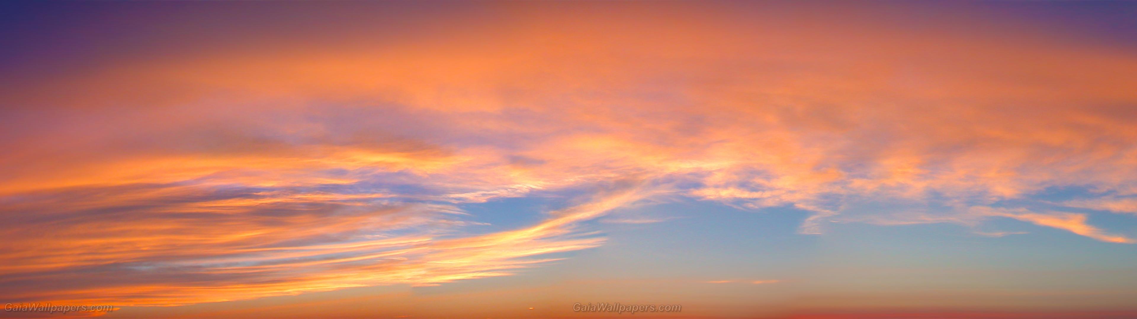 3840x1080 Sunset fading late in the clouds wallpaper 3840x1080 Desktop Wallpaper