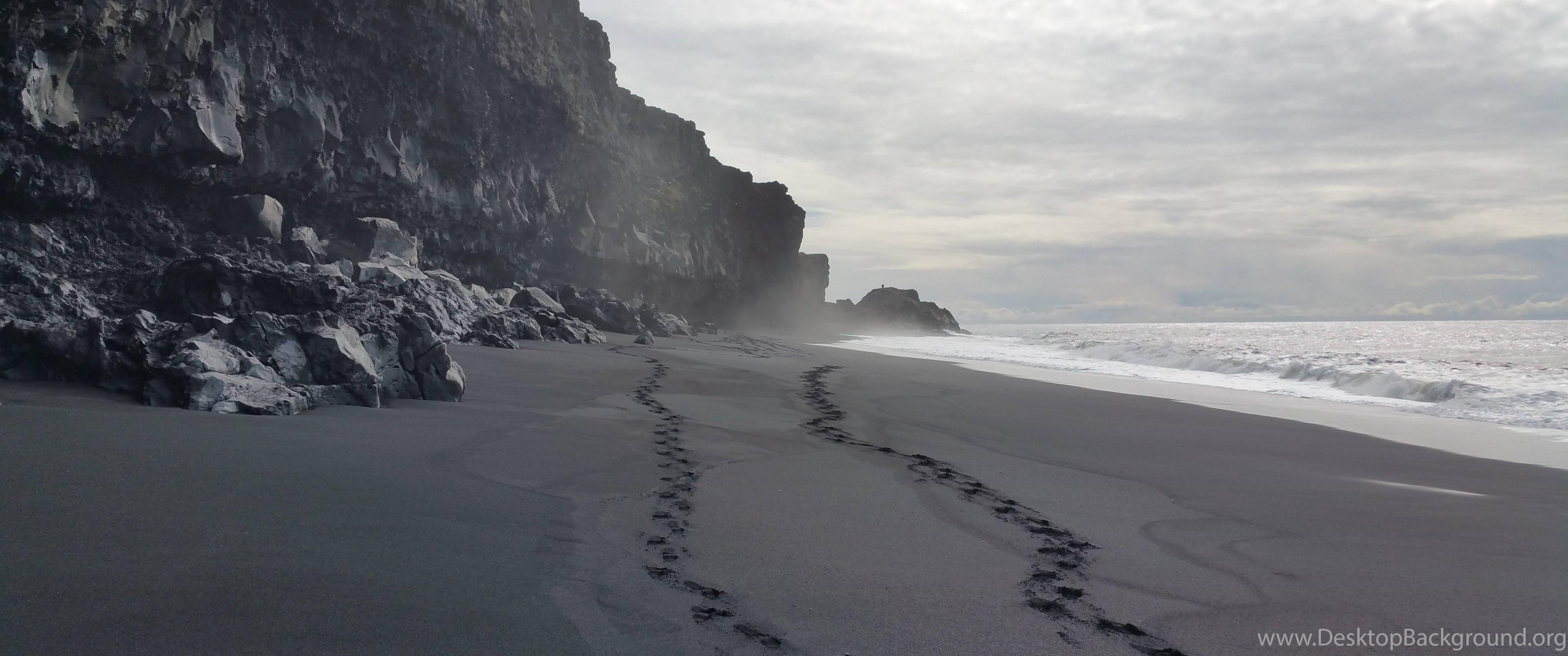 4096x1714 Black Sand Beach Background Wallpaper Desktop Background