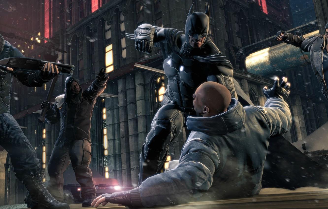 1332x850 Wallpaper winter, Batman, battle, fight, Bruce Wayne, Gotham, Batman Arkham Origins, Arkham image for desktop, section игры
