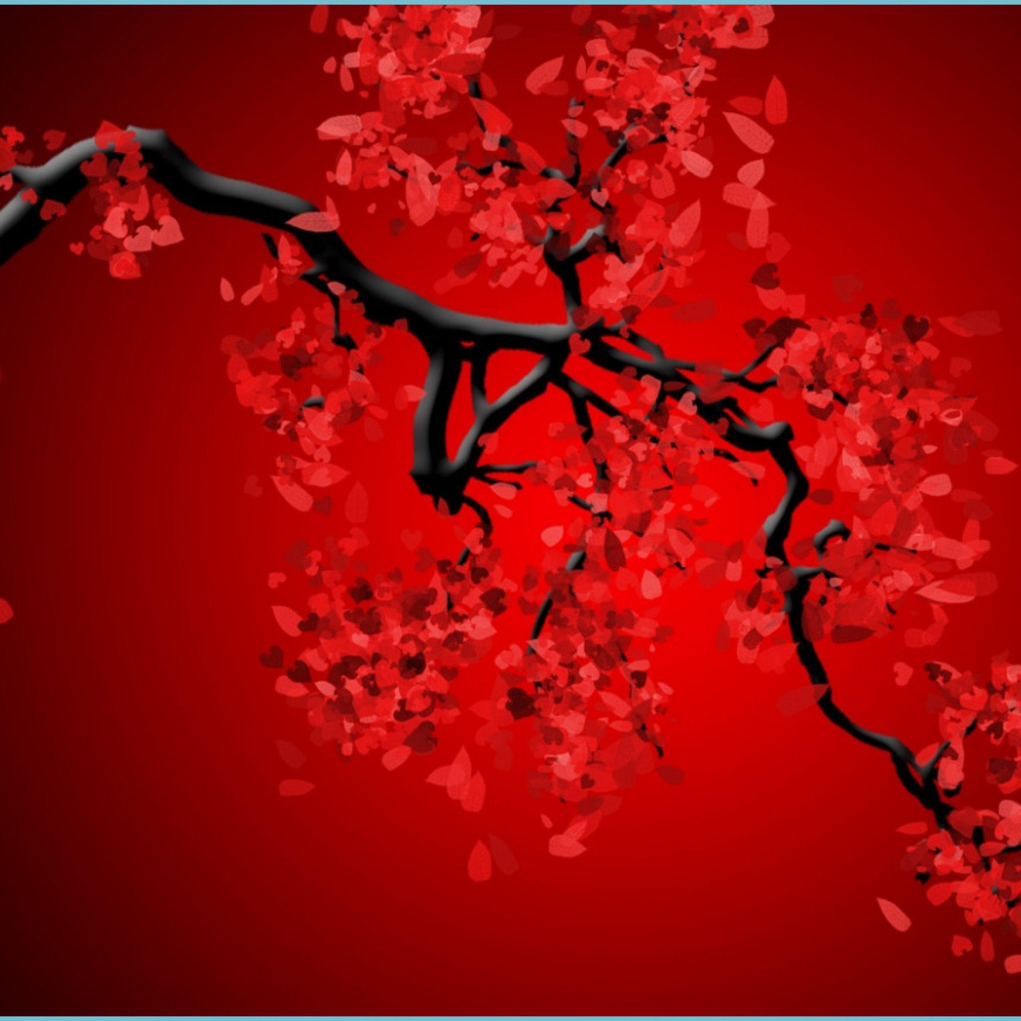 2048x2048 Free Download Cherry Blossom Red And Black Wallpaper 14x14 Cherry Blossom Wallpaper