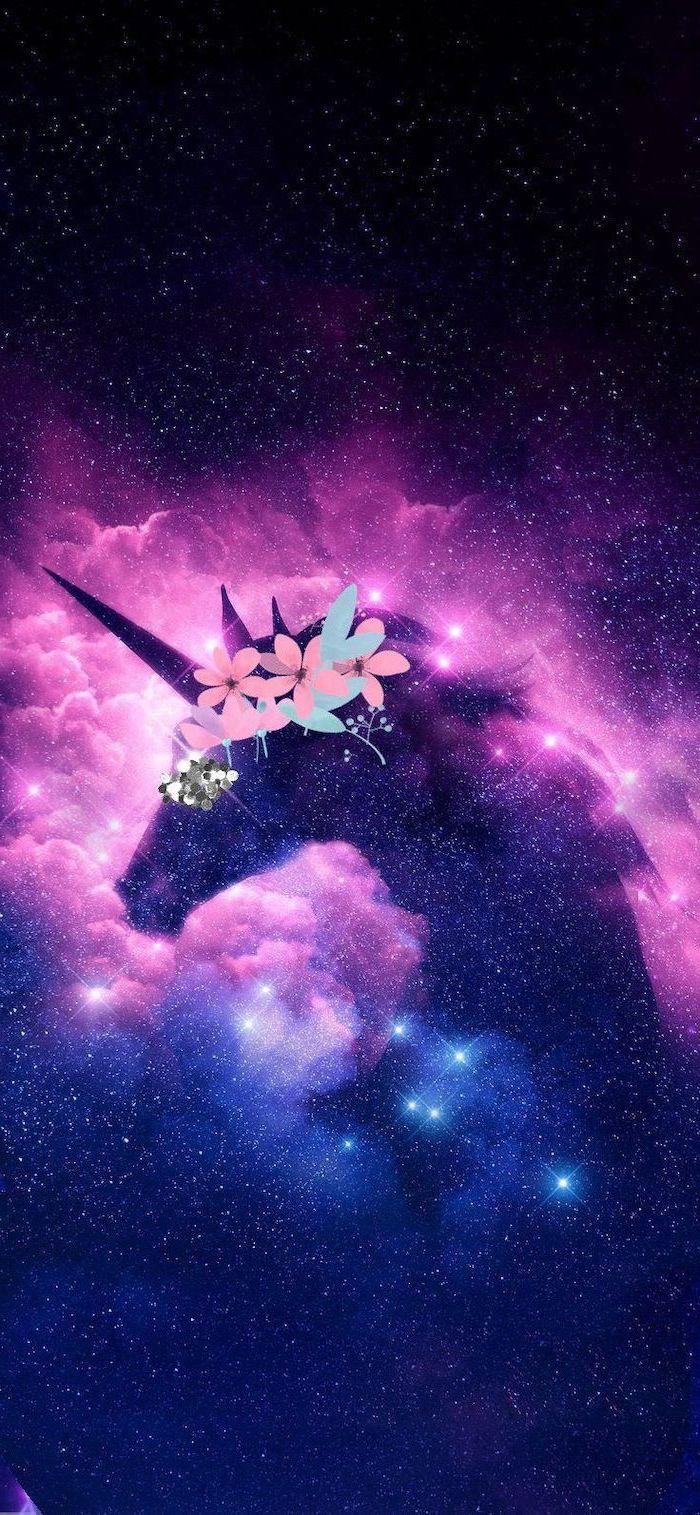 700x1515 Black Pink Purple Galaxy Wallpaper