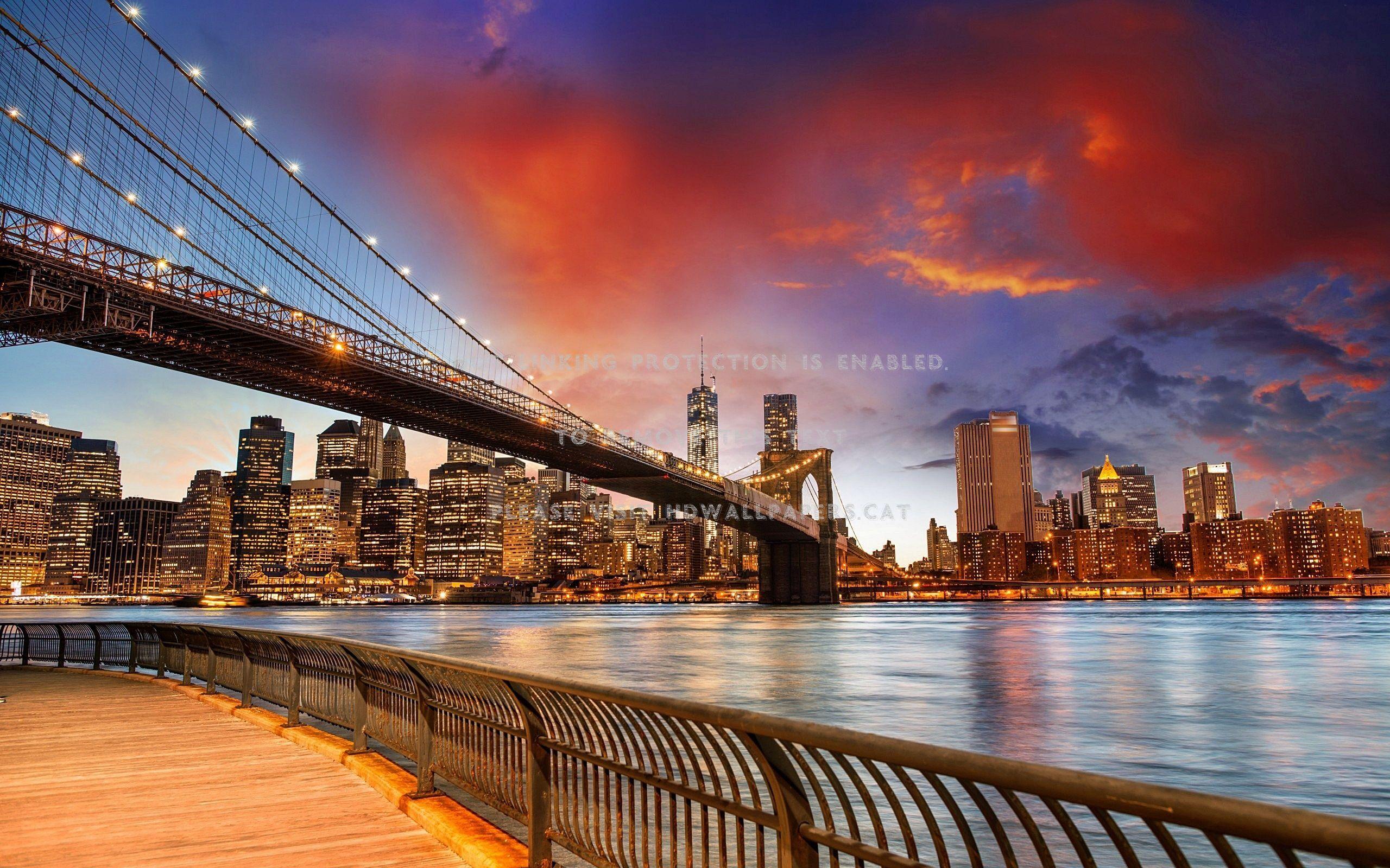 2560x1600 brooklyn bridge hudson sunset skyscrapers