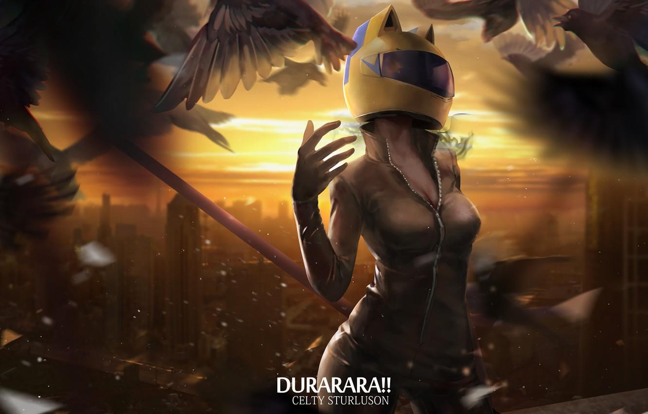 1332x850 Wallpaper girl, helmet, anime, art, Durarara, Celty Sturluson image for desktop, section прочее