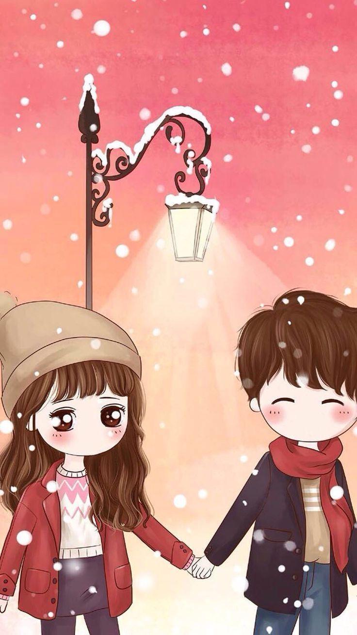 736x1309 Cartoon Anime Couple Wallpaper