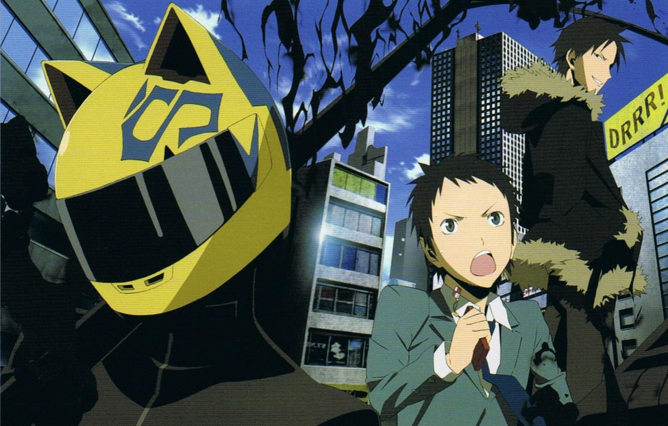 1332x850 Wallpaper emotions, home, helmet, phone, art, durarara!!, celty sturluson, izan to to orihar, suruhito yasuda, mikado ryugamine image for desktop, section прочее