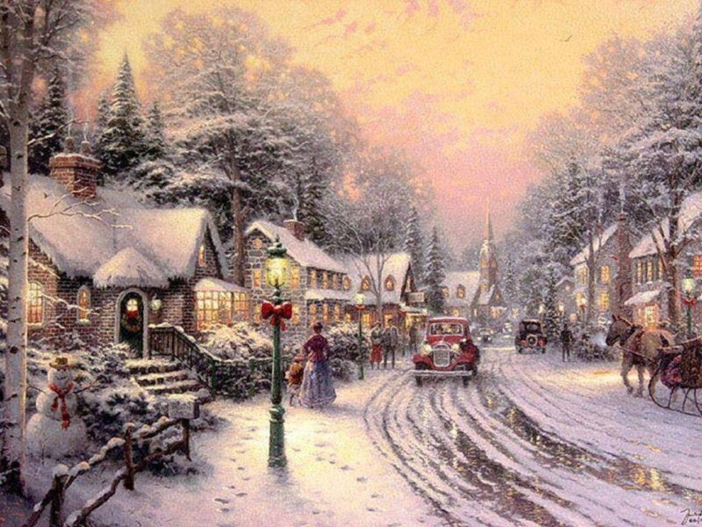 1024x768 Christmas Towns Wallpaper