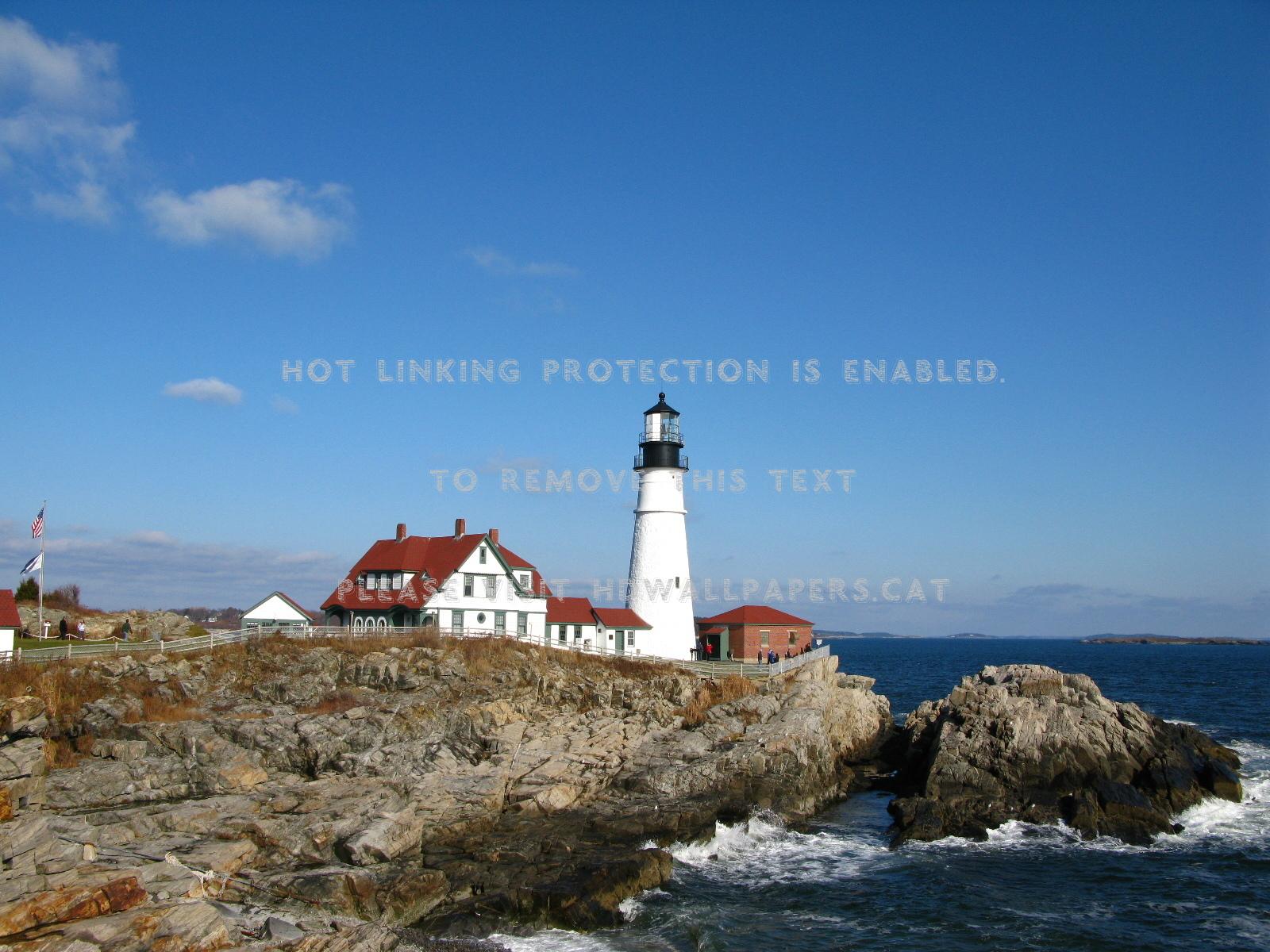 1600x1200 maine portland head lighthouse fog fall sky