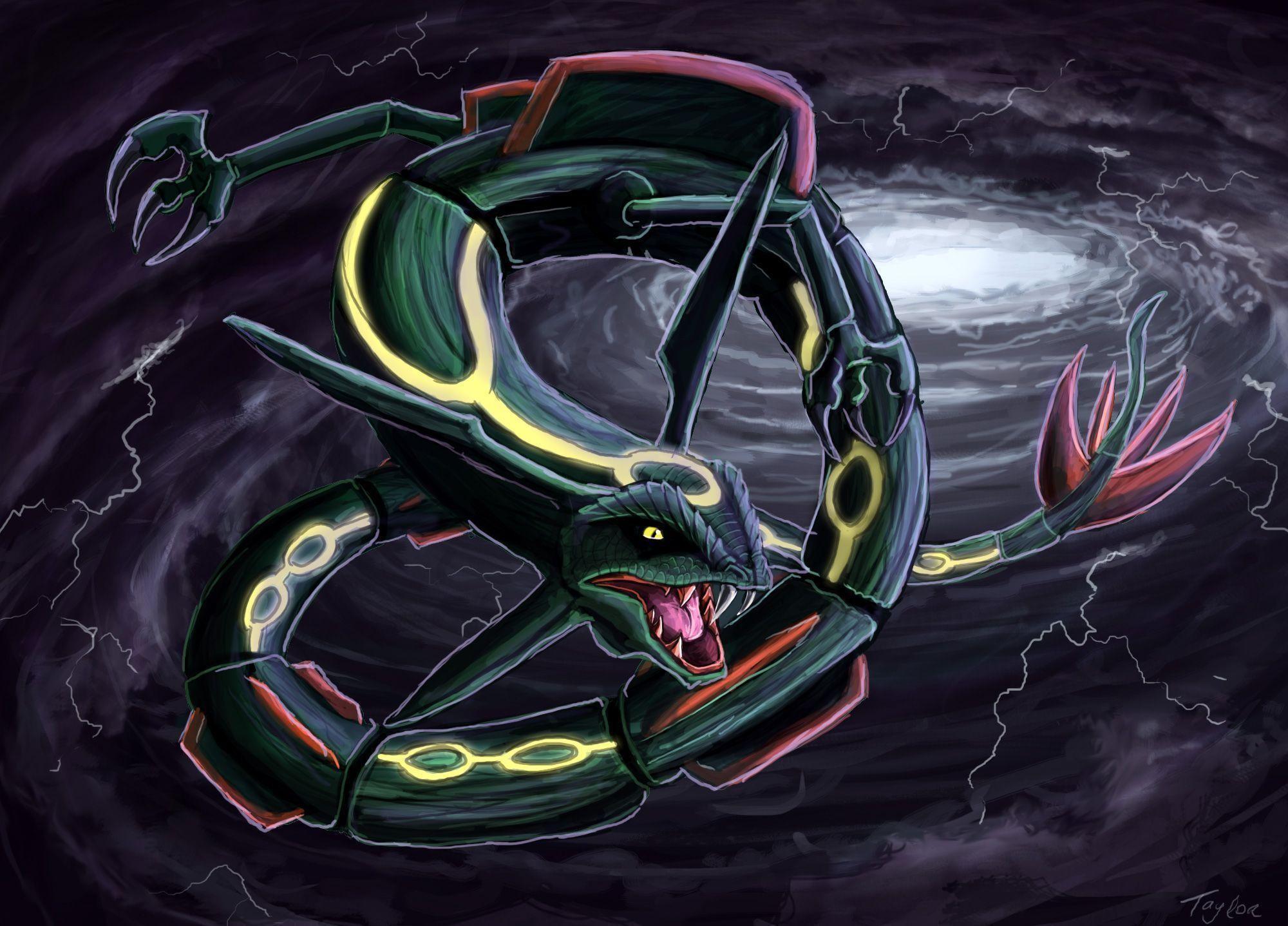 2000x1437 Cool Shiny Mega Rayquaza Wallpaper