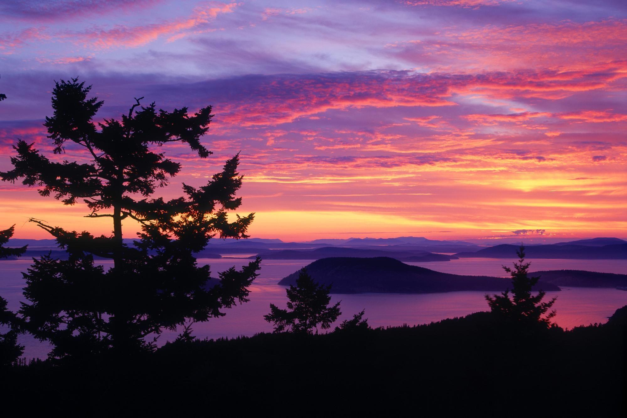 1999x1333 Romantic Purple Sunset Wallpaper. San juan islands, Puget sound washington, San juan islands washington