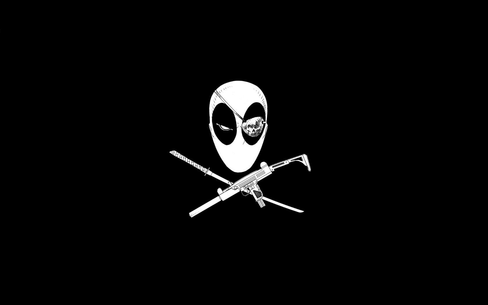 1680x1050 Wallpaper Deadpool Pirate Bw Black Hd, Cartooncomic • Wallpaper For You