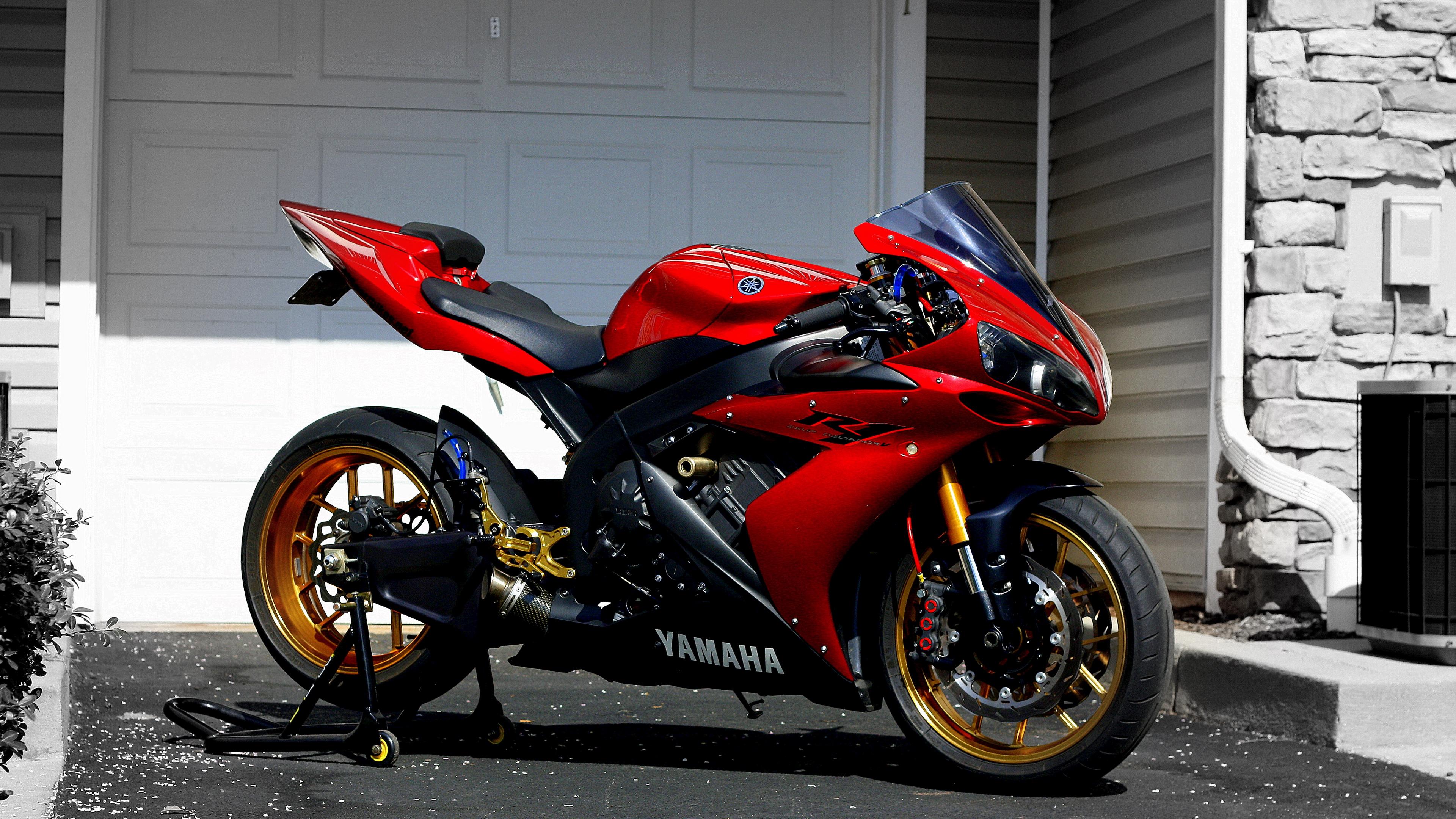 3840x2160 Wallpaper Yamaha, R Red, Sportbike