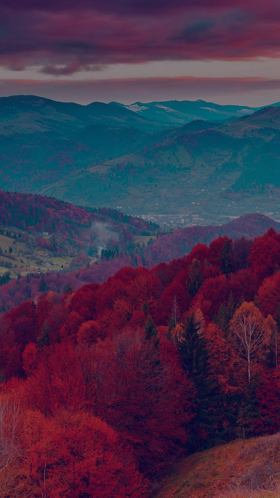 1080x1920 Fall Mountain Fun Red Tree Nature Dark Beautiful Hình nền iPhone 8