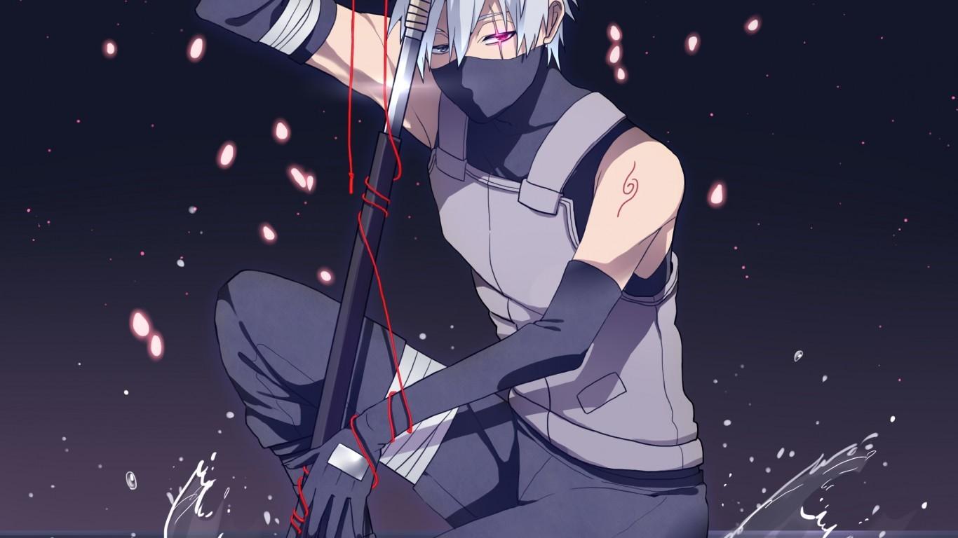 1366x768 Download 1366x768 Hatake Kakashi, Naruto, Katana Wallpaper for Laptop, Notebook