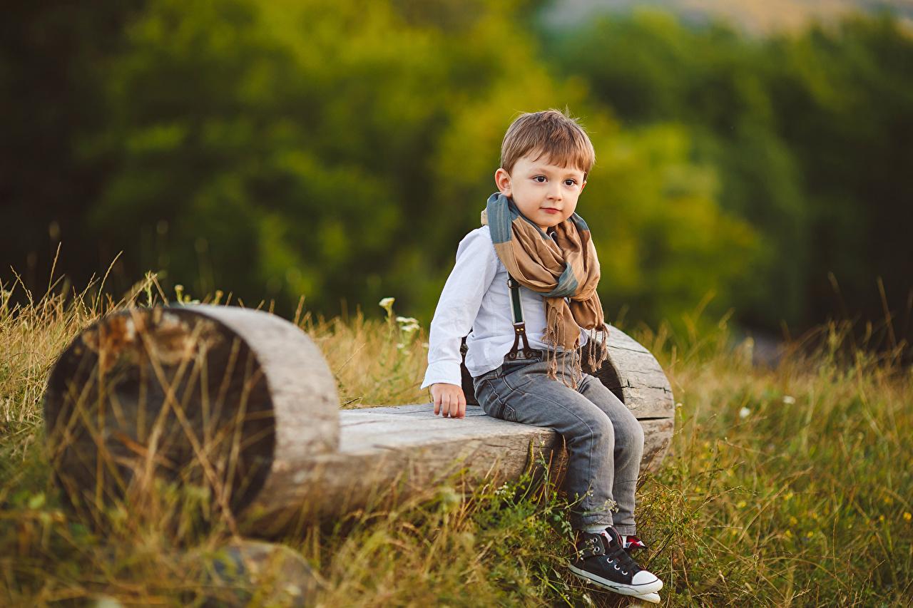 1280x853 Wallpaper Boys child Jeans Bench Staring