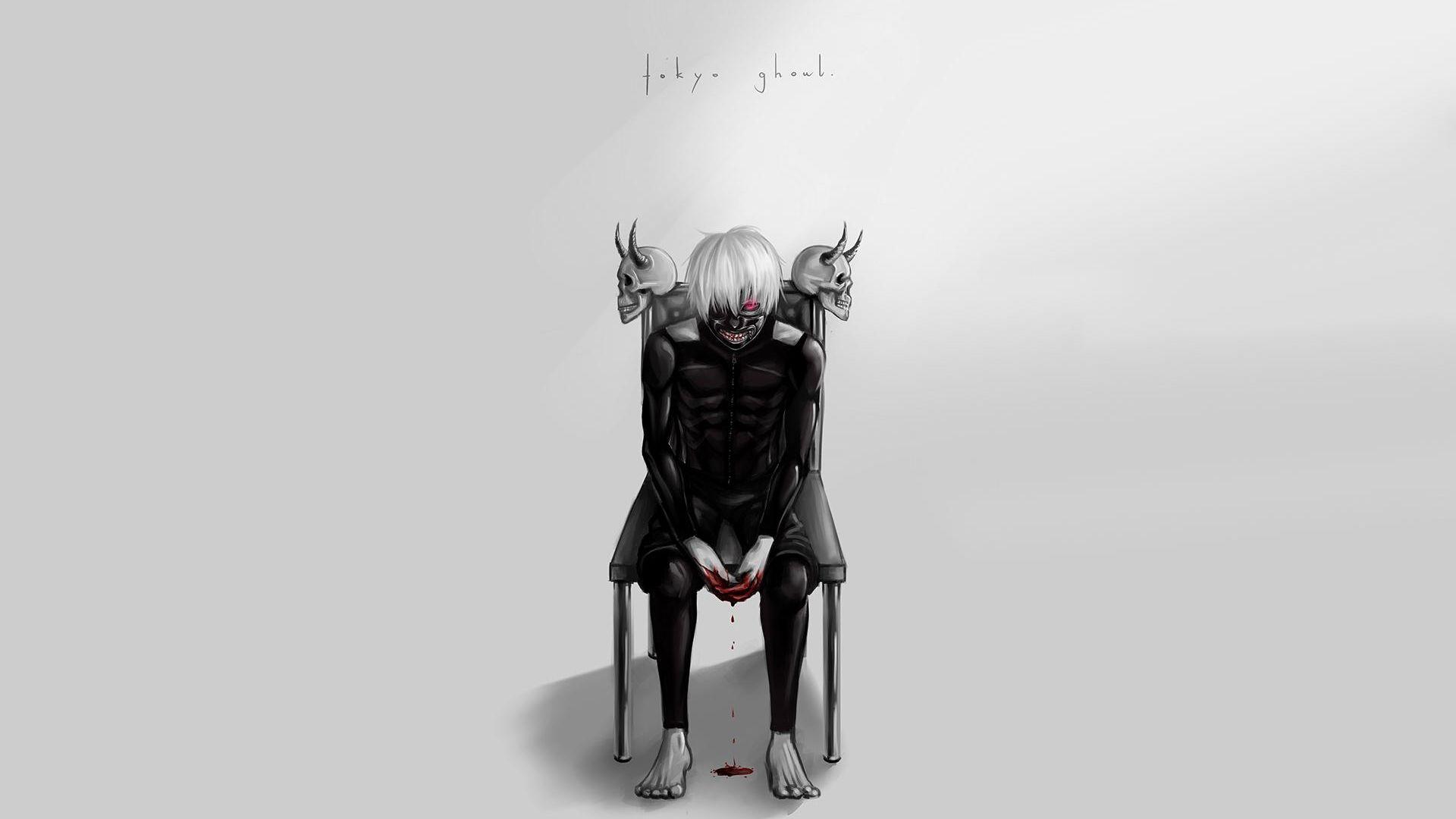 1920x1080 Desktop Wallpaper Minimal, Sitting, Ken Kaneki, Tokyo Ghoul, Anime Boy, HD Image, Picture, Background, 752035