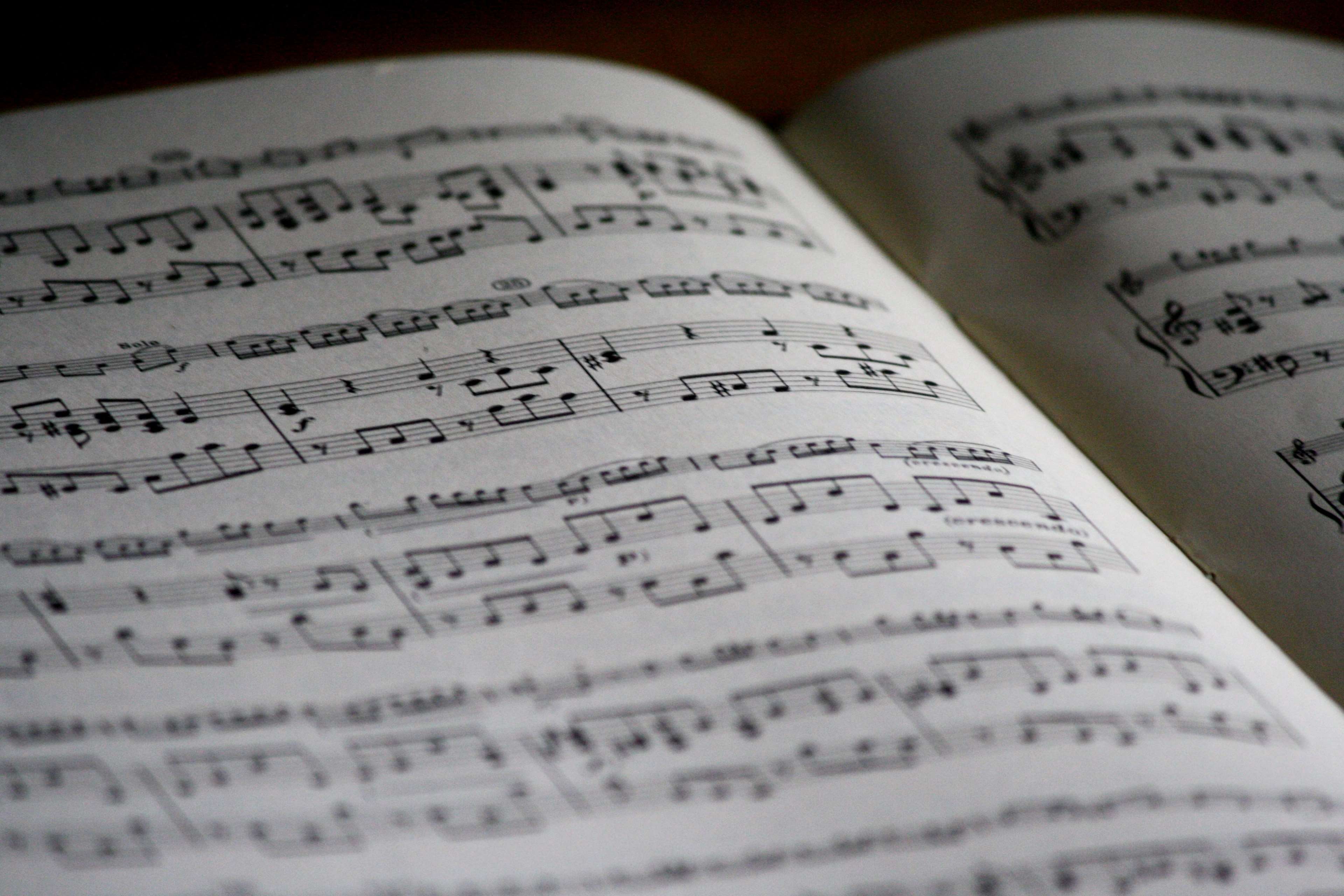 3840x2560 black and white, blur, book, document, education, melody, music, music sheet, musical composition, musical notes, notes, page, paper, pattern, print, text, texture, writing 4k wallpaper. Mocah HD Wallpaper
