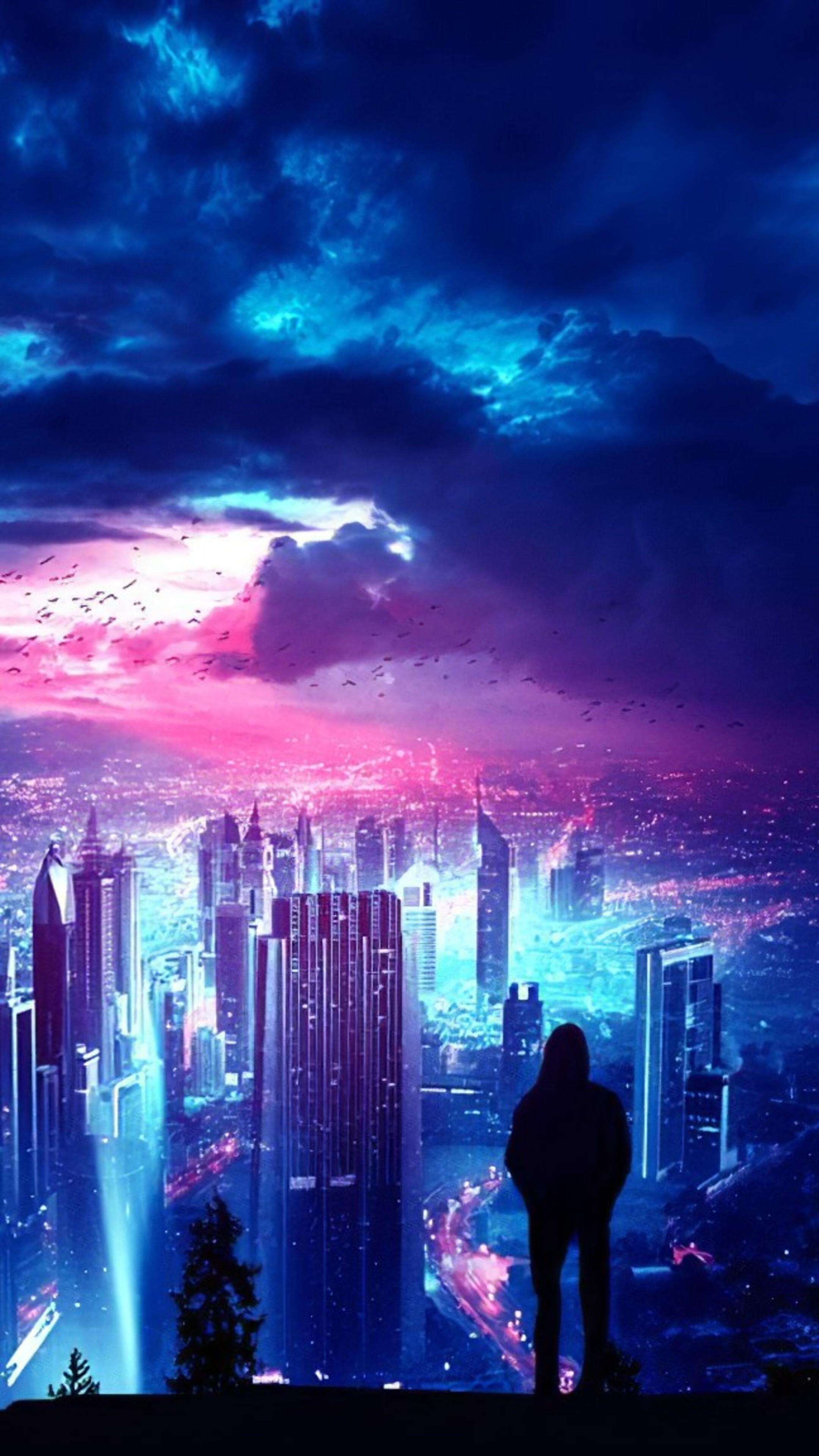 2160x3840 Night, Sky, City, Buildings, Digital Art, 4K phone HD Wallpaper, Image, Background, Photo and Picture HD Wallpaper