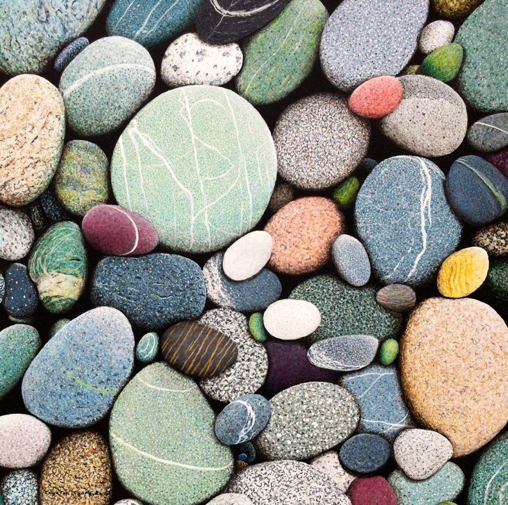 1024x1018 Island Beach Stones” Original Painting. Beach stones, Stone art, Rock and pebbles