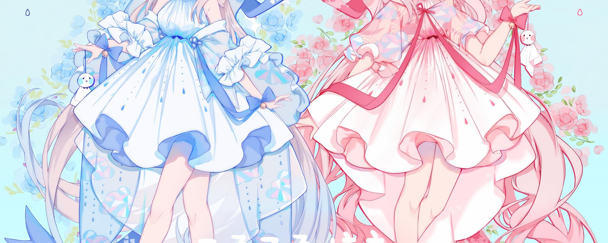 2560x1024 Desktop Wallpaper Cute Anime Girls, Friends, Original, 4k, HD Image, Picture, Background, D1af89