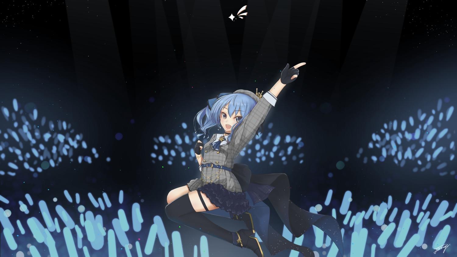 1500x844 dress garter hololive hoshimachi suisei j orange skirt tagme thighhighs. konachan.com.com Anime Wallpaper