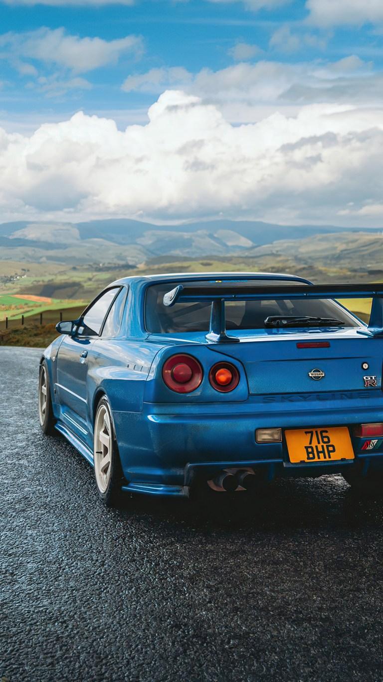 768x1365 Nissan Skyline R34 Blue iPhone UHD Wallpaper