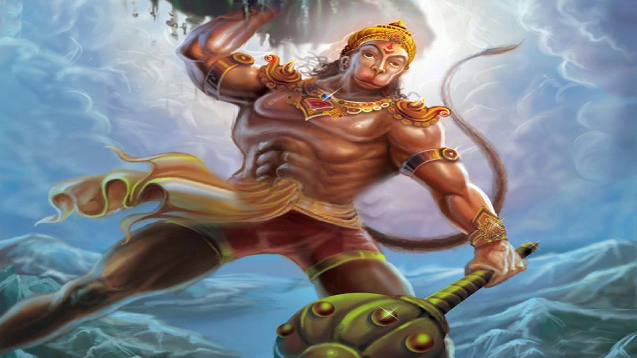 1280x720 Lord Hanuman Angry Animated Wallpaper HD