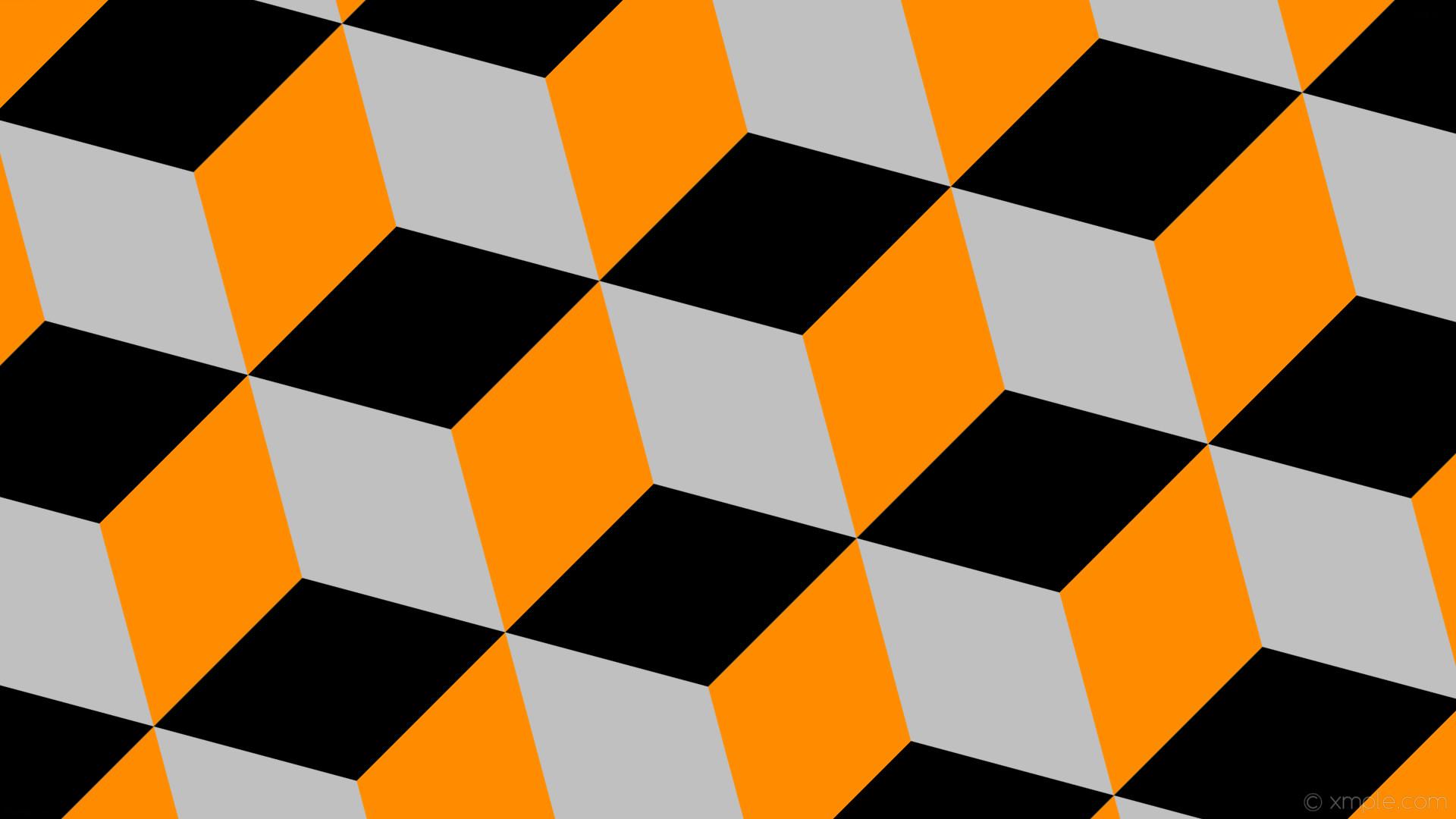 1920x1080 Wallpaper Grey 3D Cubes Black Orange Silver Dark Orange Grey And Orange
