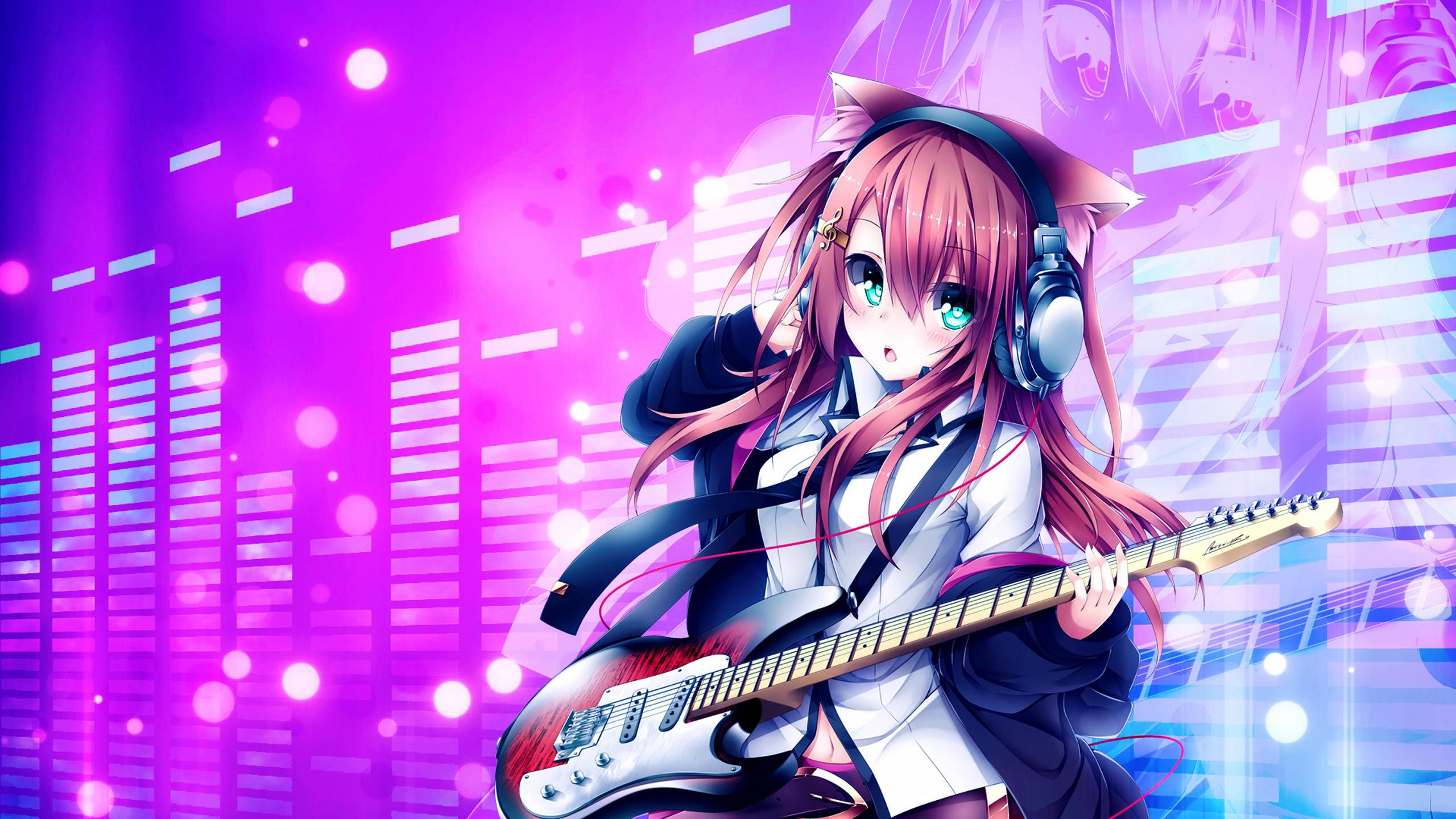 wallpapers anime girl,guitar,guitarist,anime,cartoon,musical instrument  (#465919) - WallpaperUse