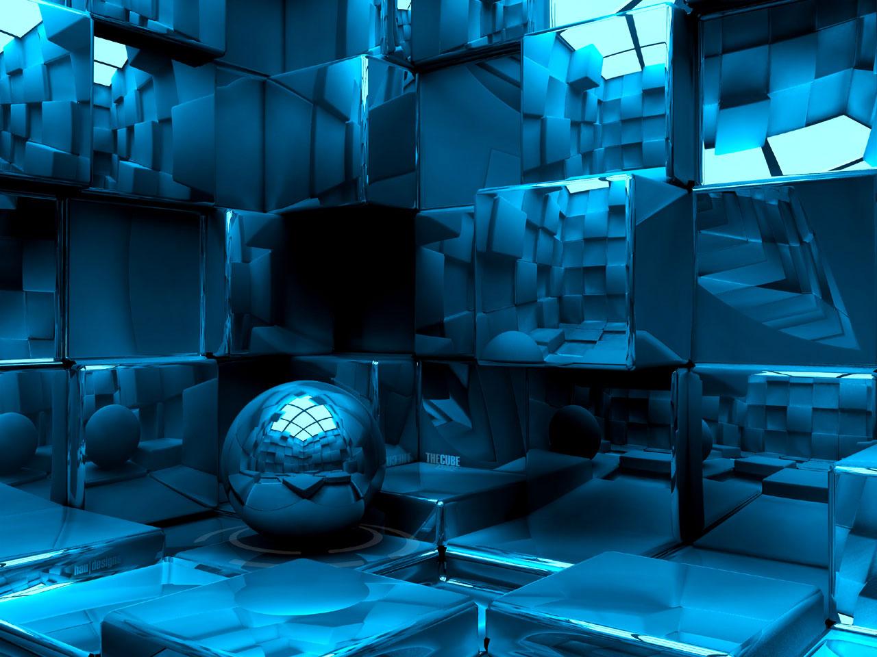 1280x960 Download wallpaper CGI Real World with tags: Blue, Sphere, Shapes, Cube, High quality