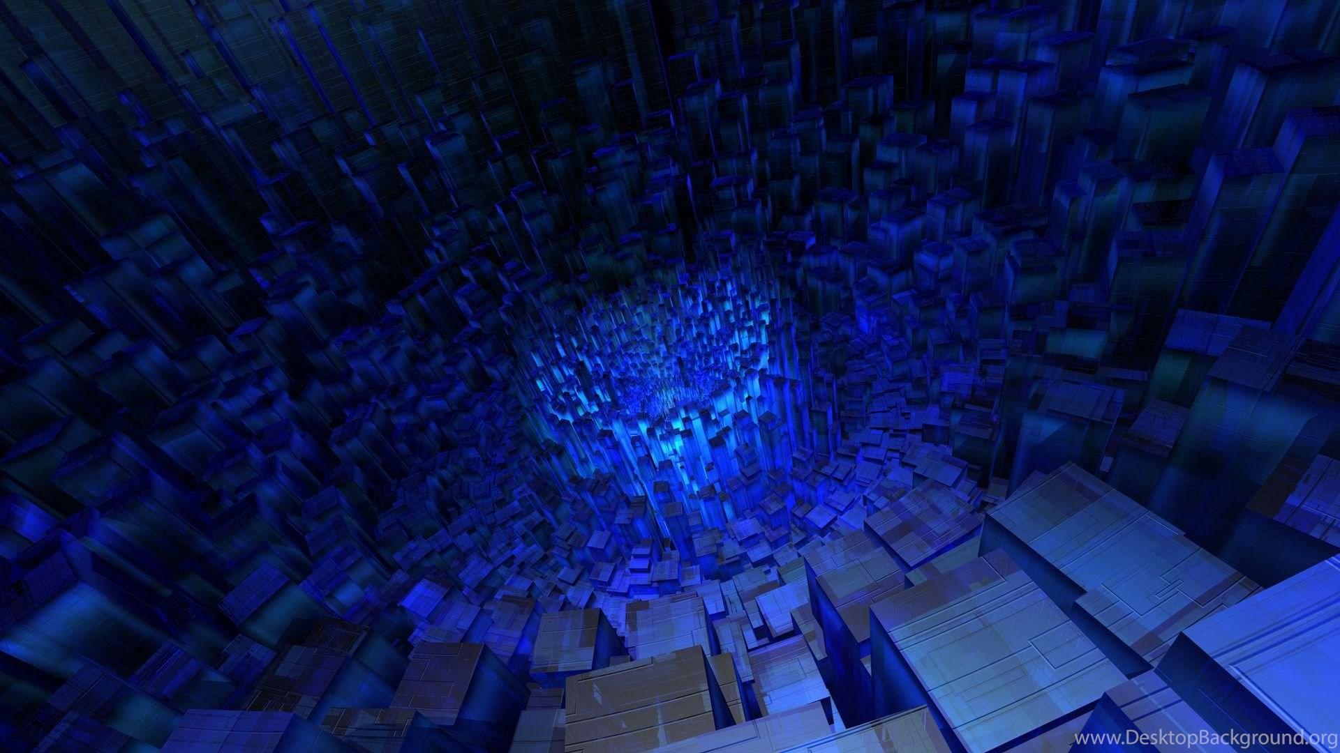 1920x1080 3D Blue Cube Tunnel Wallpaper Desktop Background