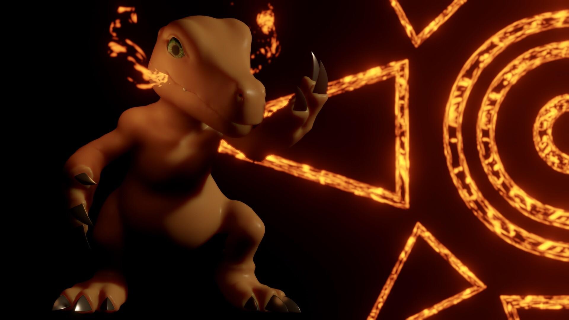 1920x1080 Digimon Adventure Agumon with the Crest of Courage, Val Perez