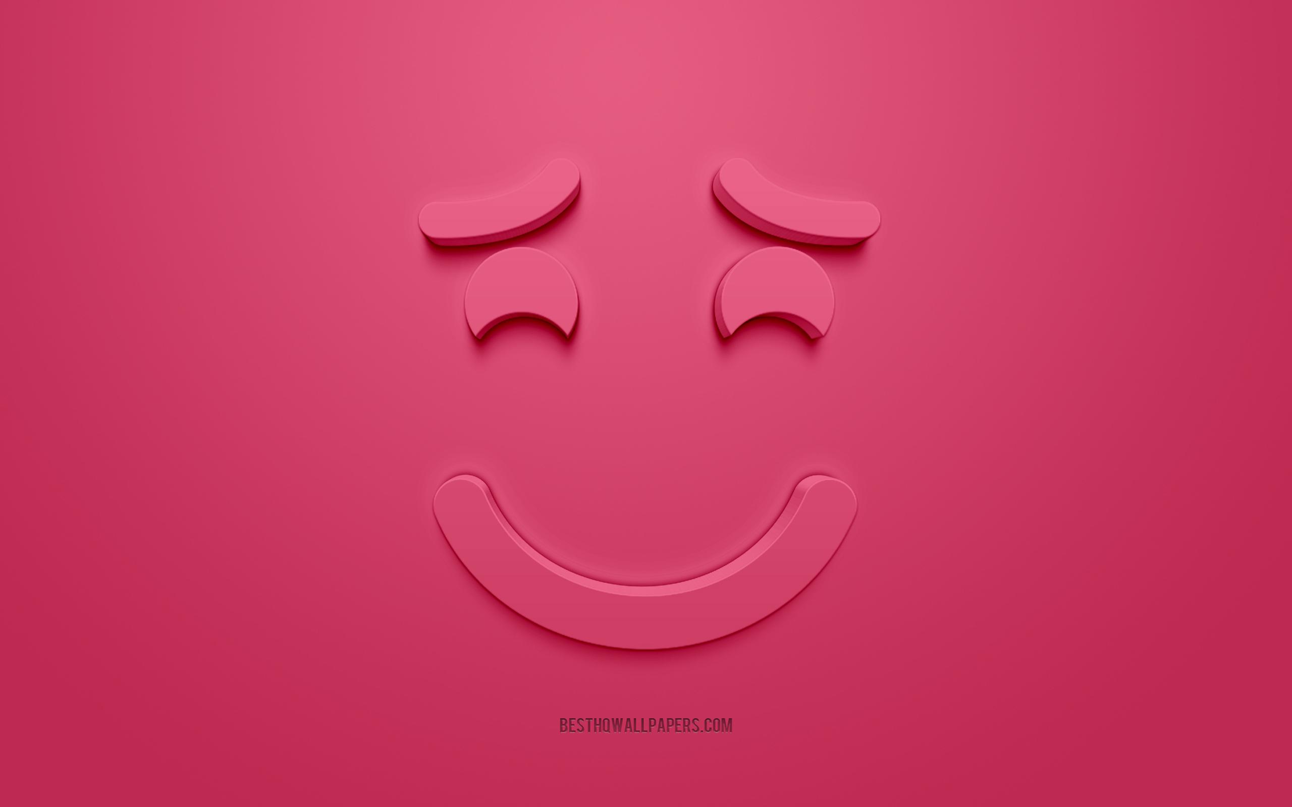 2560x1600 Smiling Emoticon With Raised Eyebrows, 3D Smiley, Shy Face Smiley 3D