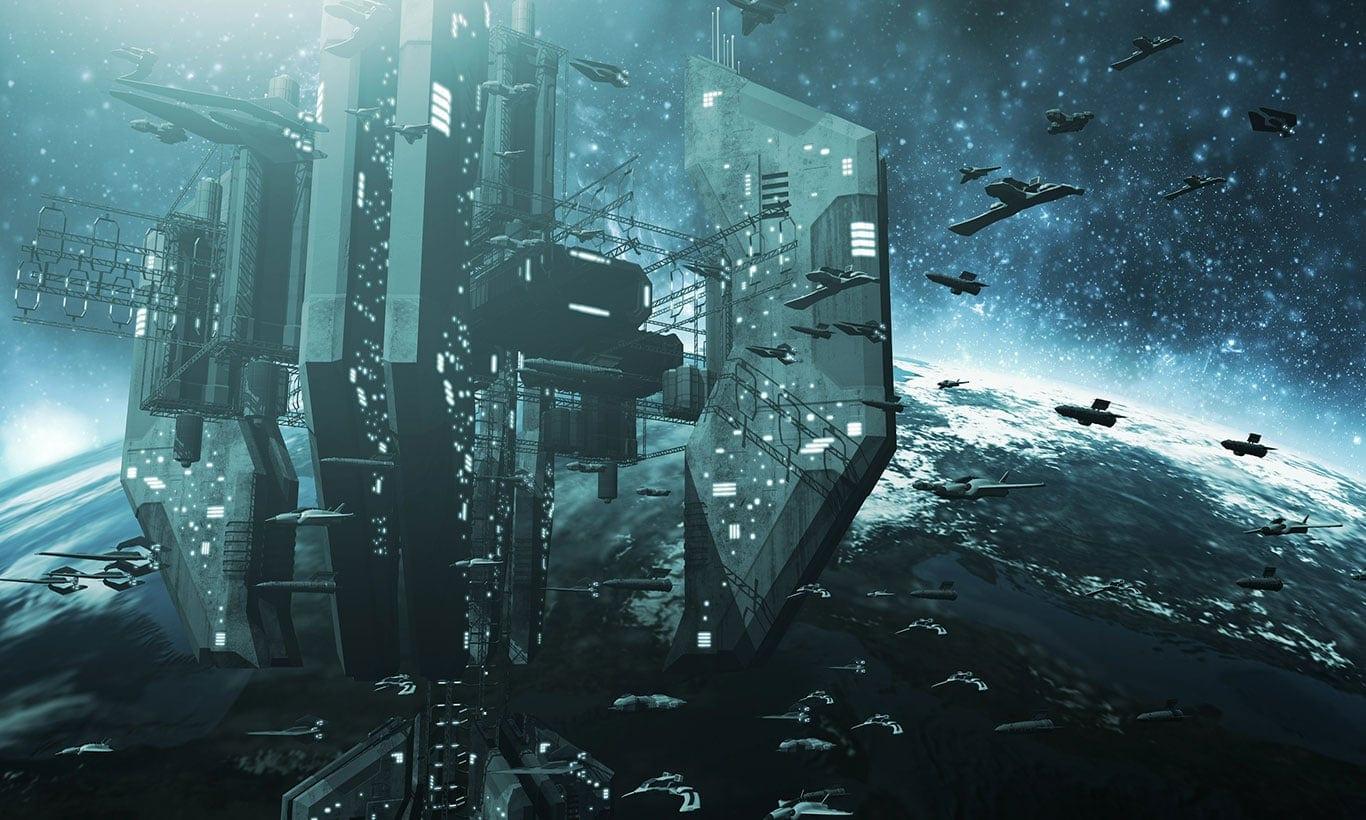 1366x820 Impressive Space Station Fantasy Art
