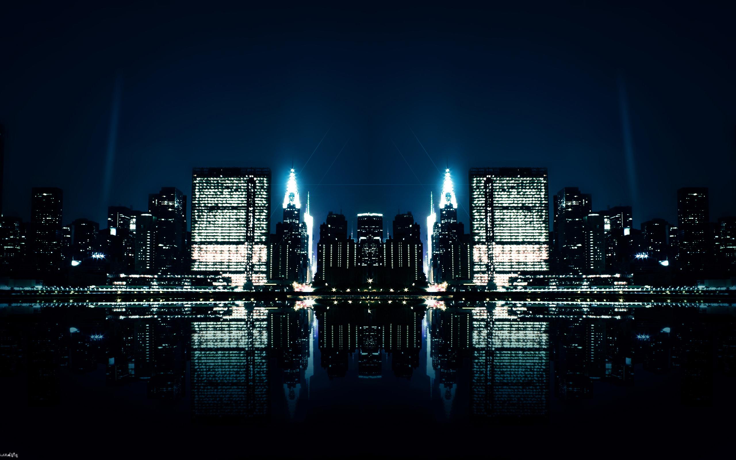 2560x1600 Free download City Night Reflections Wallpaper HD Wallpaper [2560x1600] for your Desktop, Mobile & Tablet. Explore City at Night Wallpaper. City Night Wallpaper HD, City Lights at Night Wallpaper
