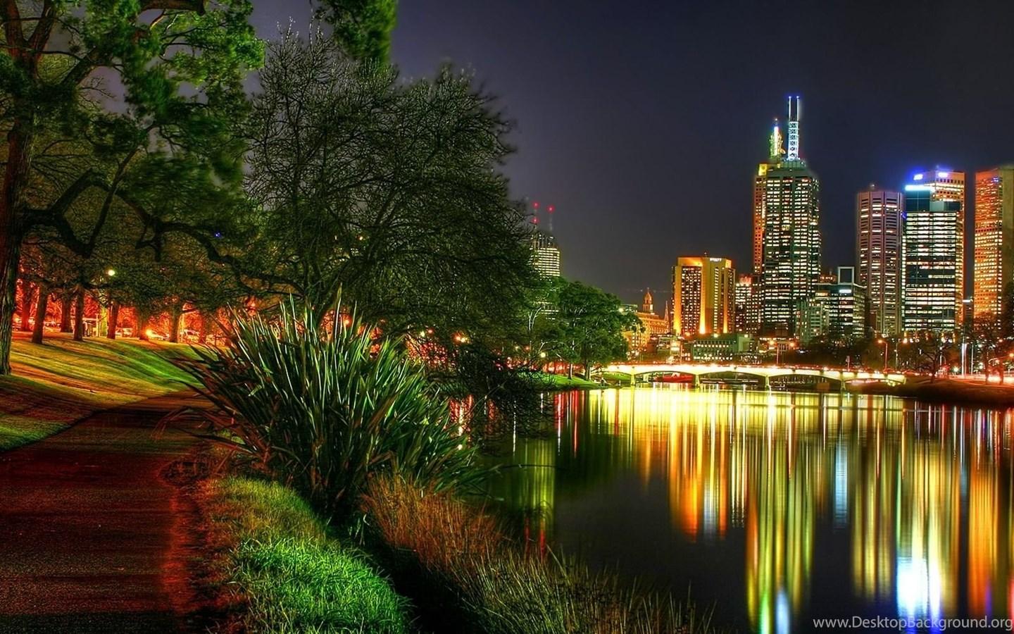 1440x900 Glowing City Night HD Wallpaper Desktop Background