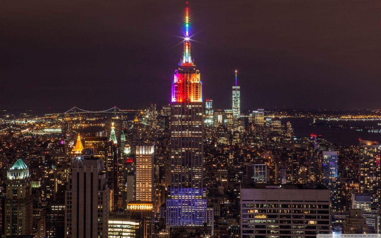 1280x800 New York City Night Lights HD desktop wallpaper : Widescreen