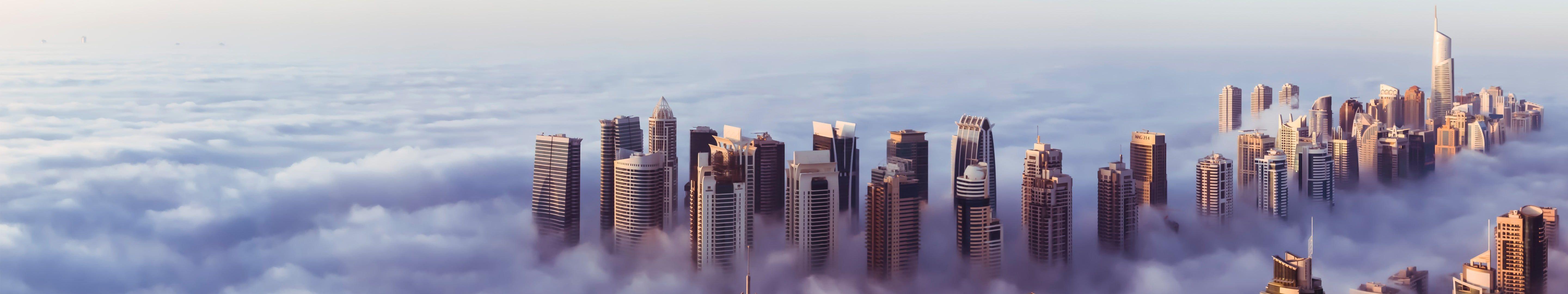 5760x1080 High Rise Building With Clouds #sky #clouds #skyscraper #top #panorama Middle East #Dubai #Emirates #cityscape #city K #w. Cityscape, High Rise Building, Clouds