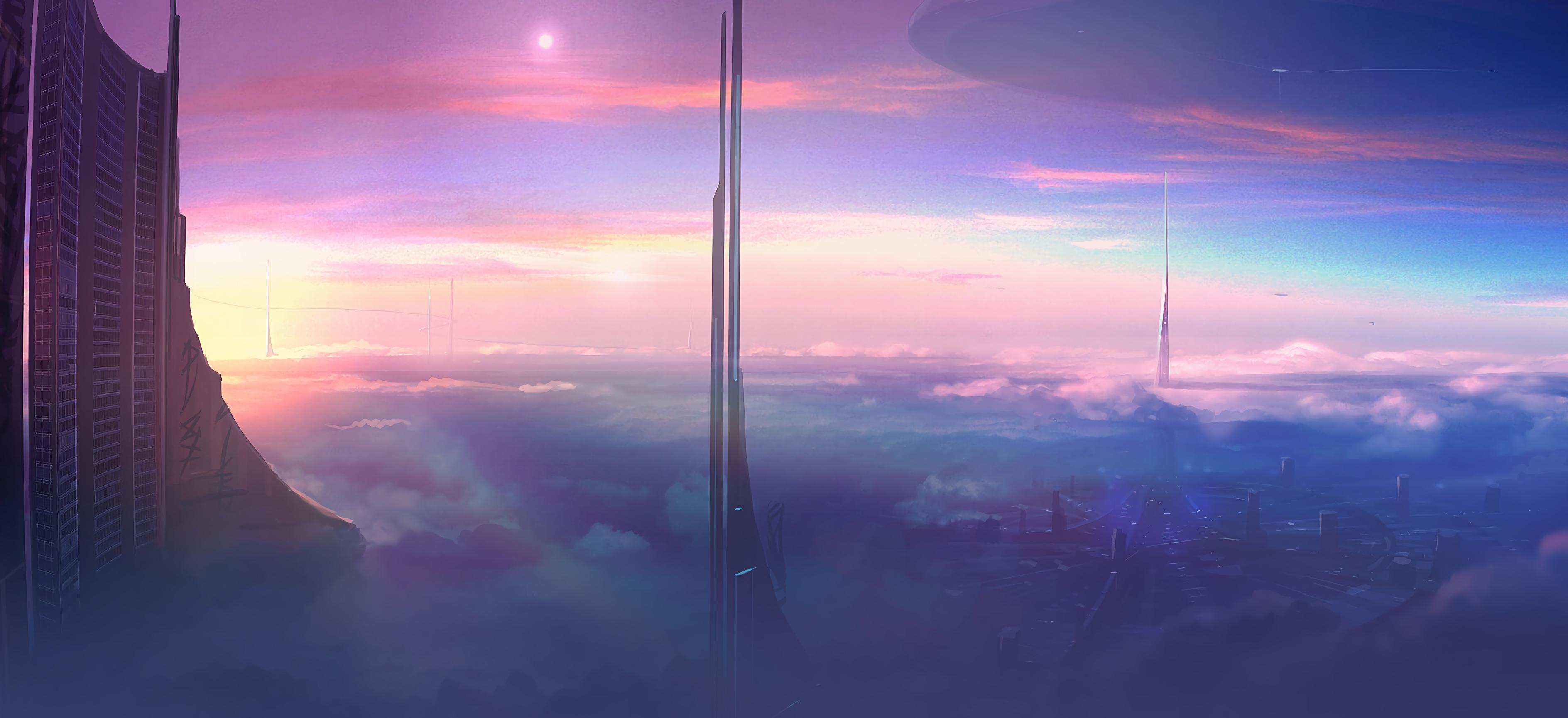 3776x1730 Above The Clouds Skyscraper 720P HD 4k Wallpaper, Image, Background, Photo and Picture