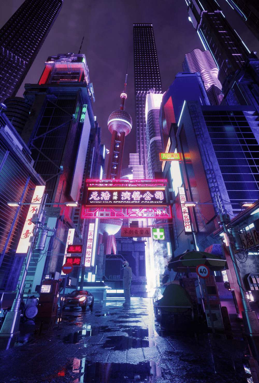 1000x1477 Cyberpunk Small City. Cyberpunk city, Cyber city, Anime city