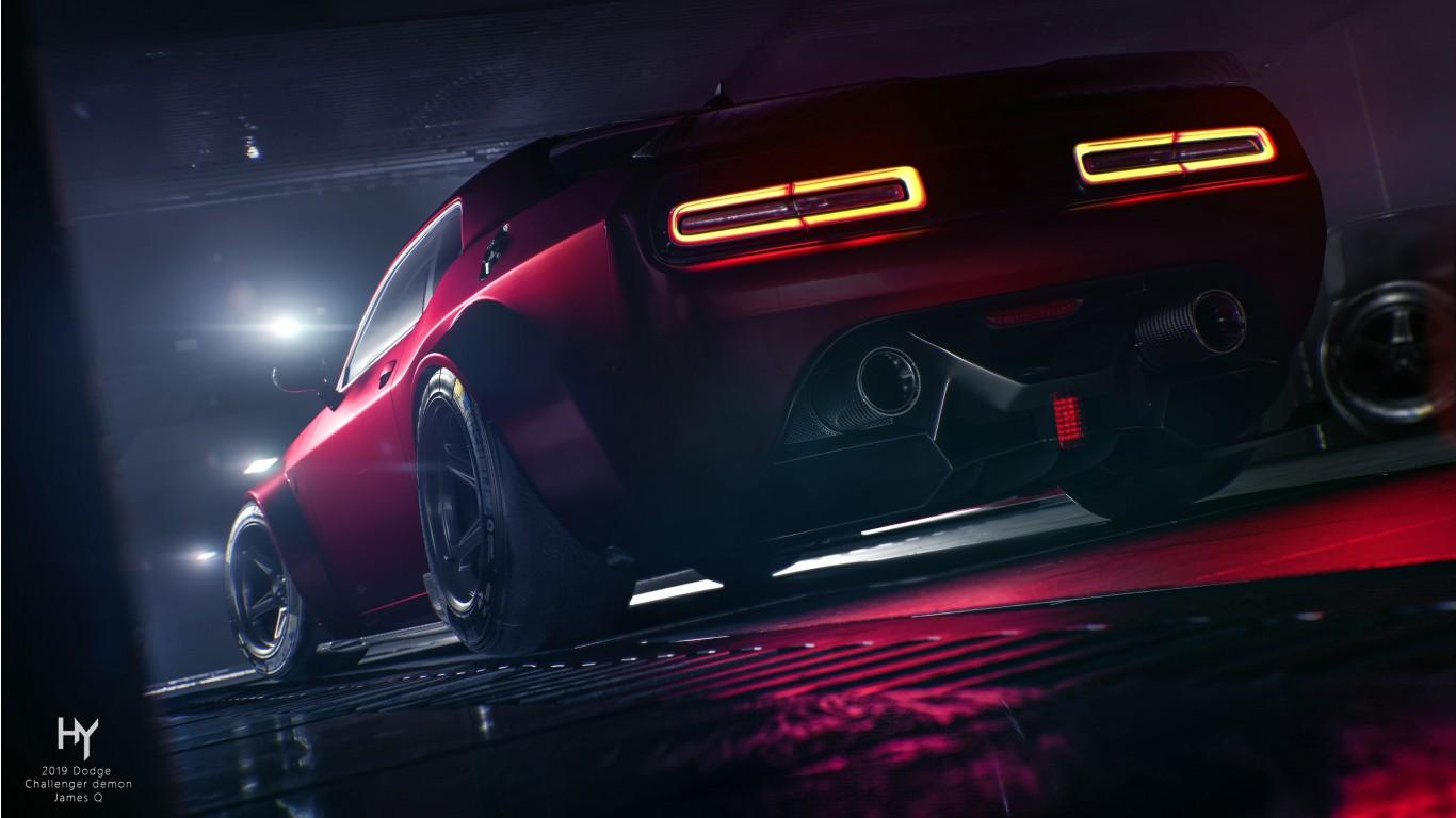 1366x768 Dodge Challenger SRT Demon 4K 3 Wallpaper. HD Car Wallpaper