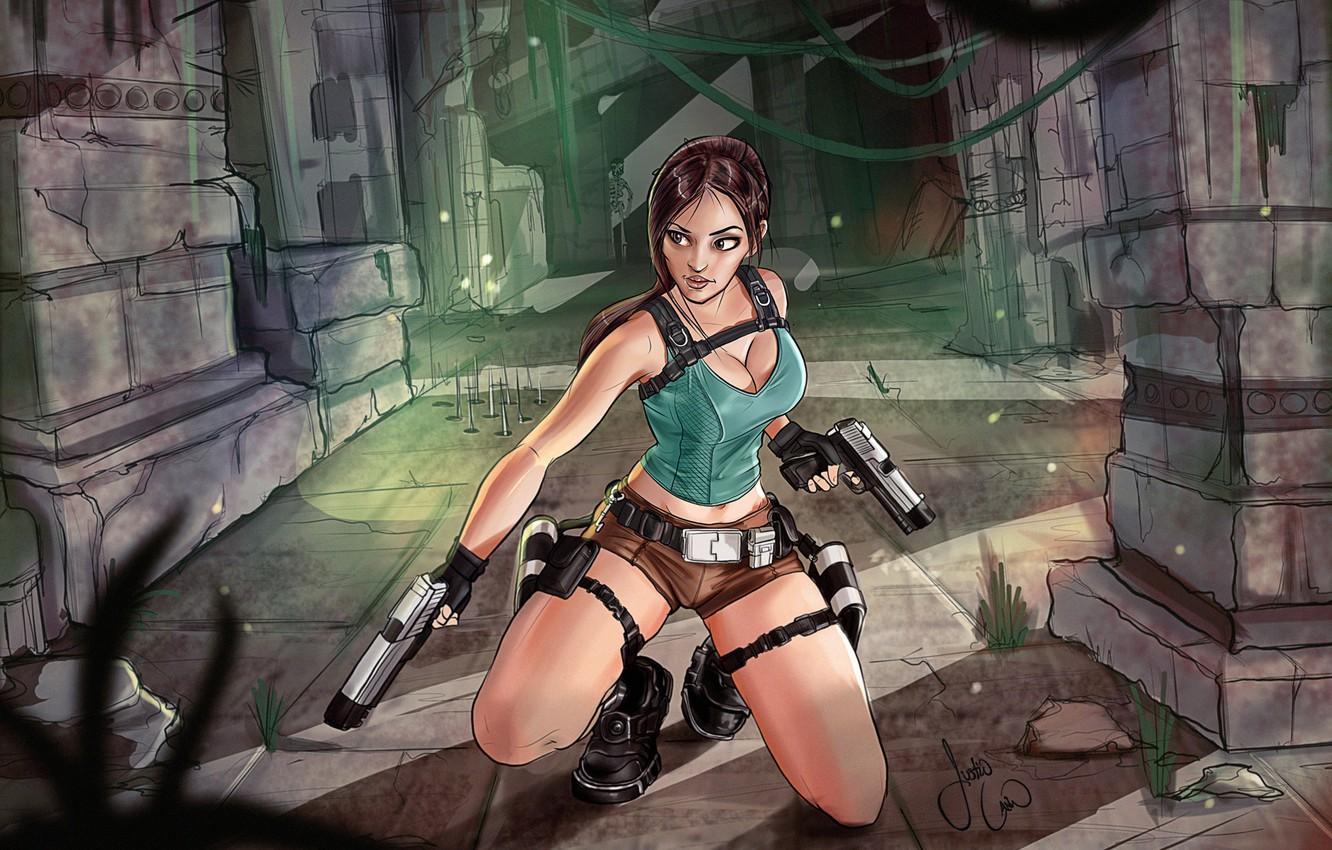 1332x850 Wallpaper Tomb Raider, Lara Croft, Characters, Comic Art, by Justin Land, Justin Land image for desktop, section игры