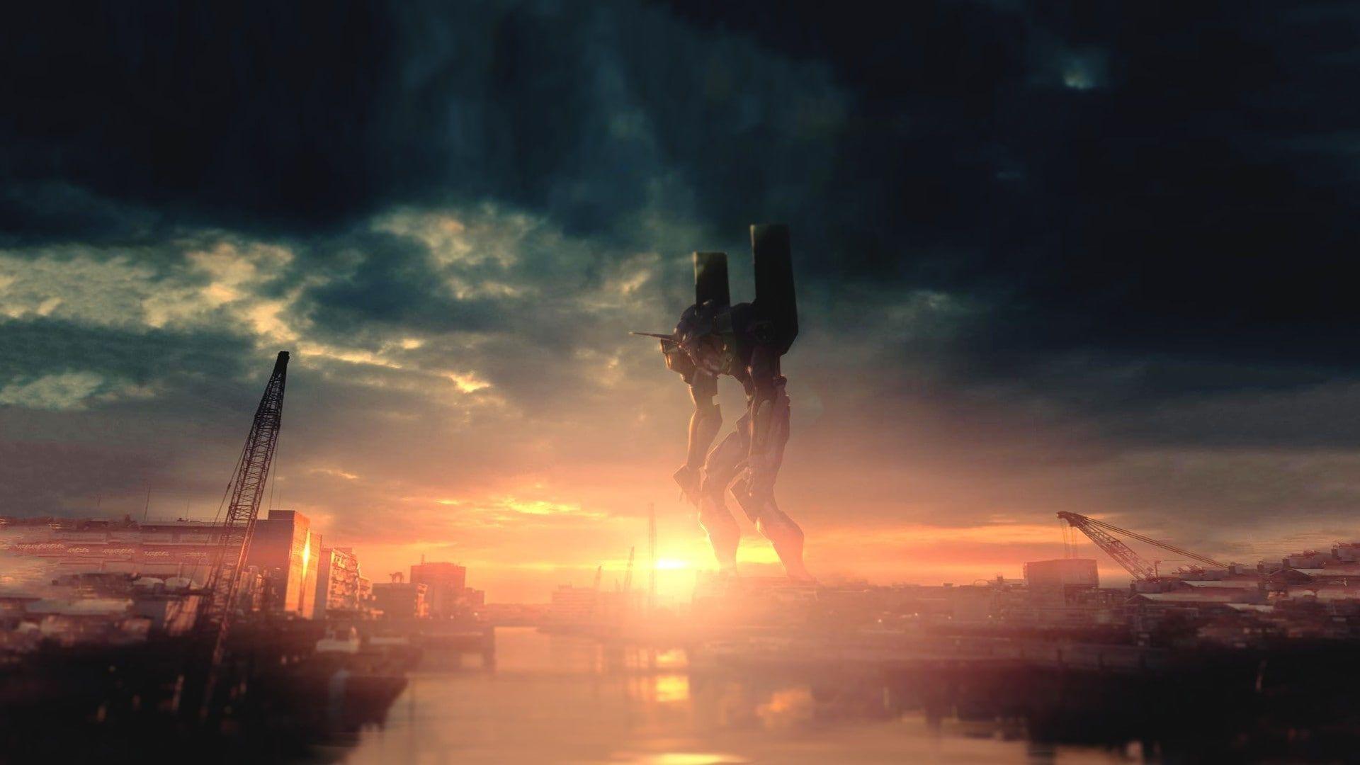 1920x1080 HD wallpaper: eva unit 01 neon genesis evangelion anime, sky, sunset, architecture Wallpaper Market