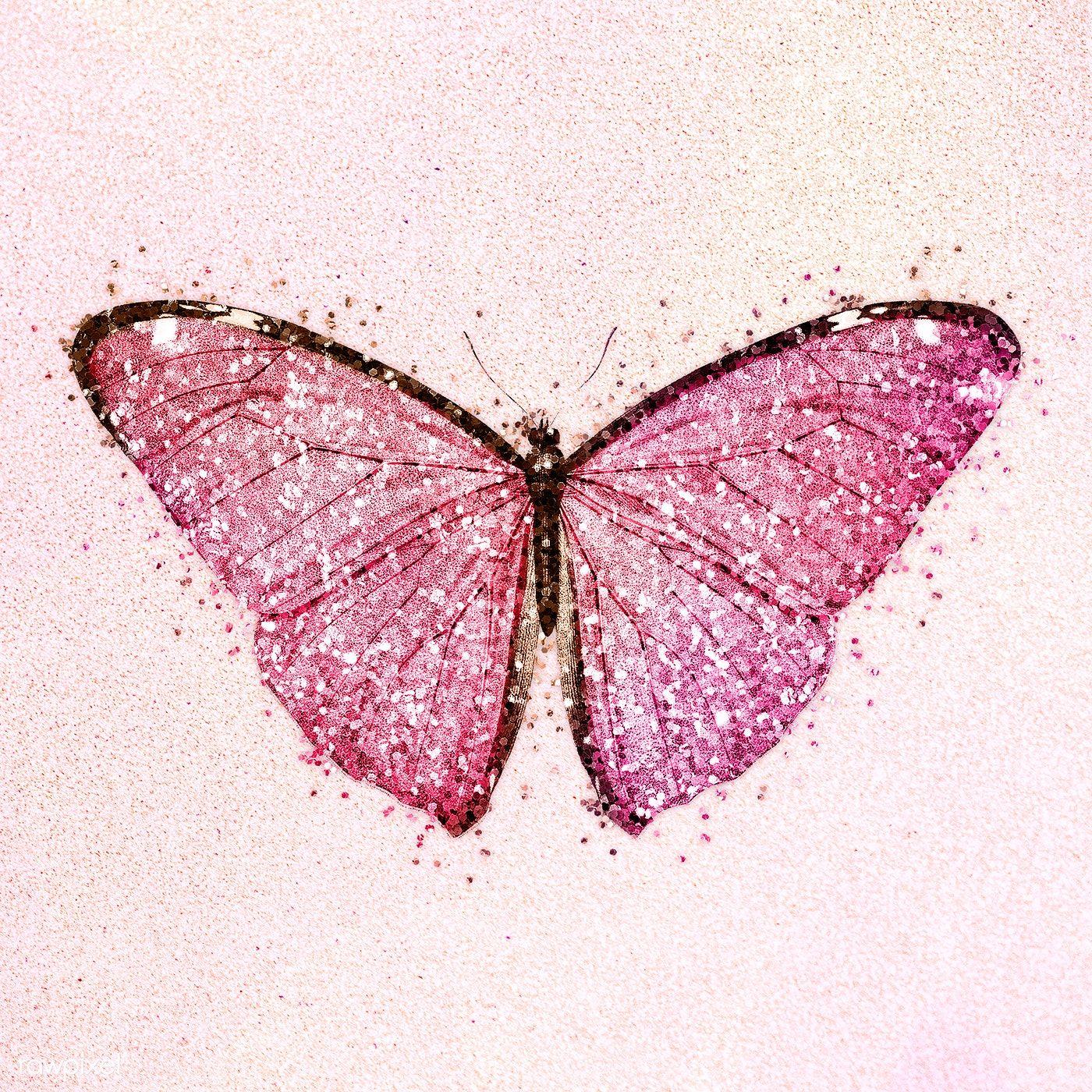 1400x1400 Download premium illustration of Glitter pink butterfly design element. Pink butterfly, Butterfly wallpaper iphone, Pink bling